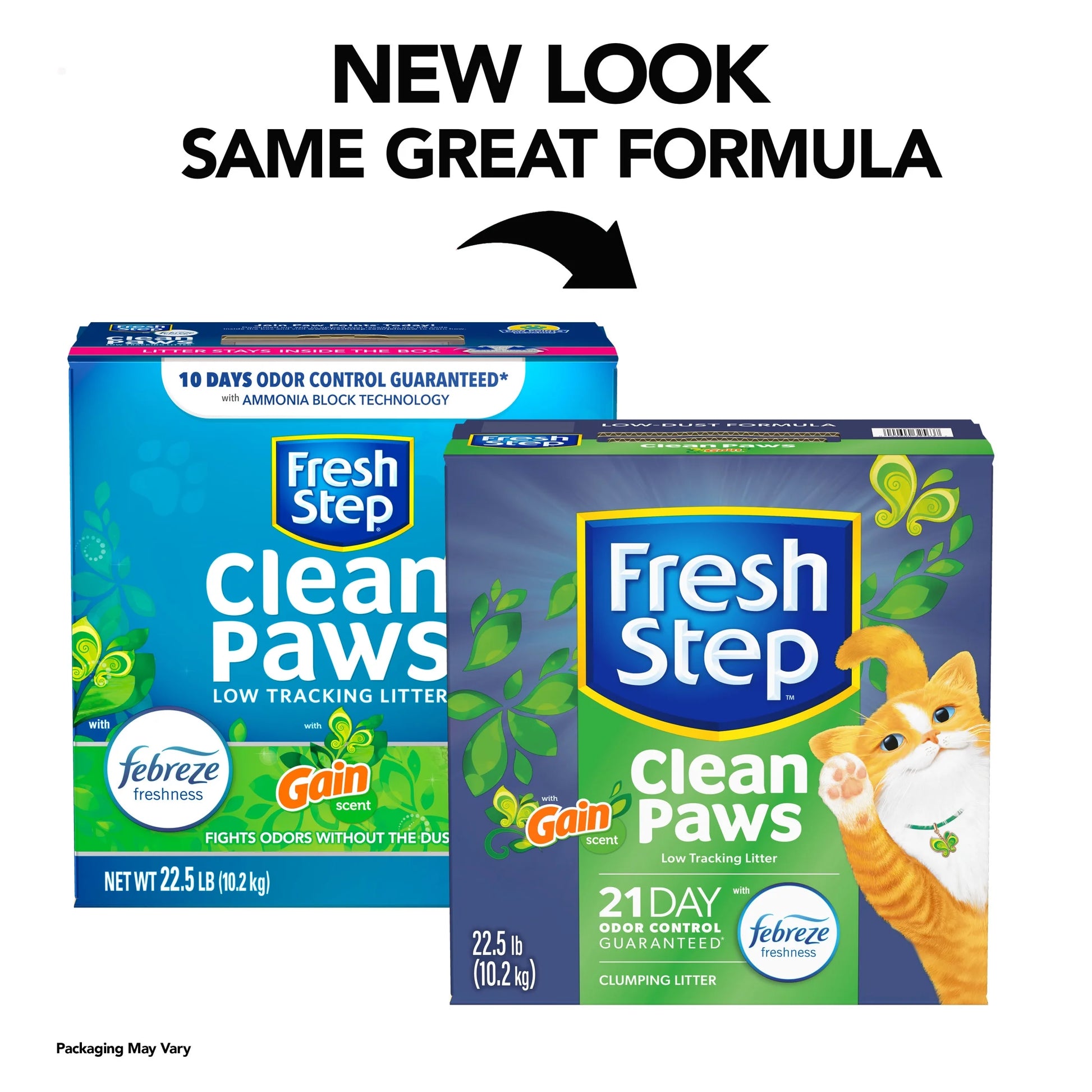 Clean Paws Cat Litter, Low-Tracking Clumping Litter with Febreze and Gain, 22.5 Lbs