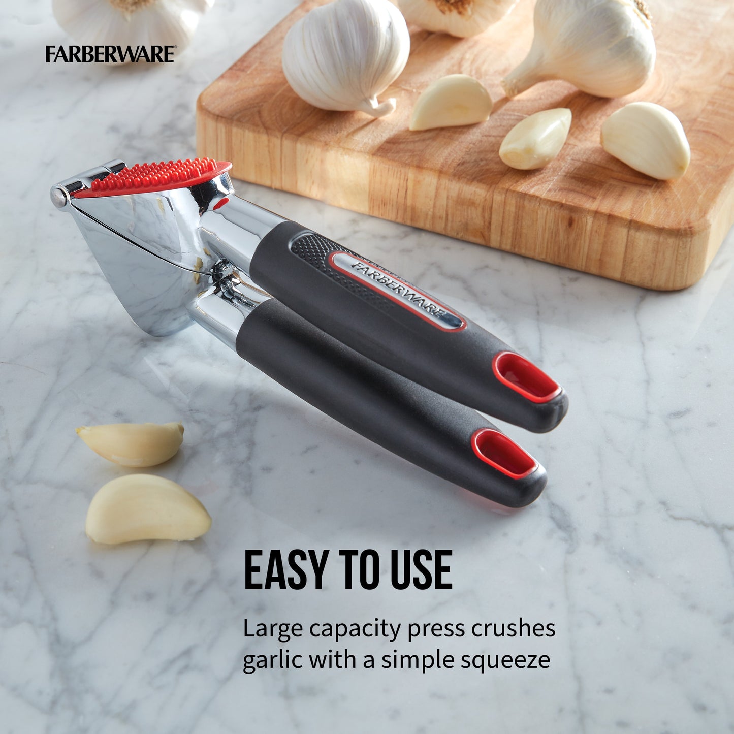Soft Grips Stainless Steel Garlic Press with Black Handles