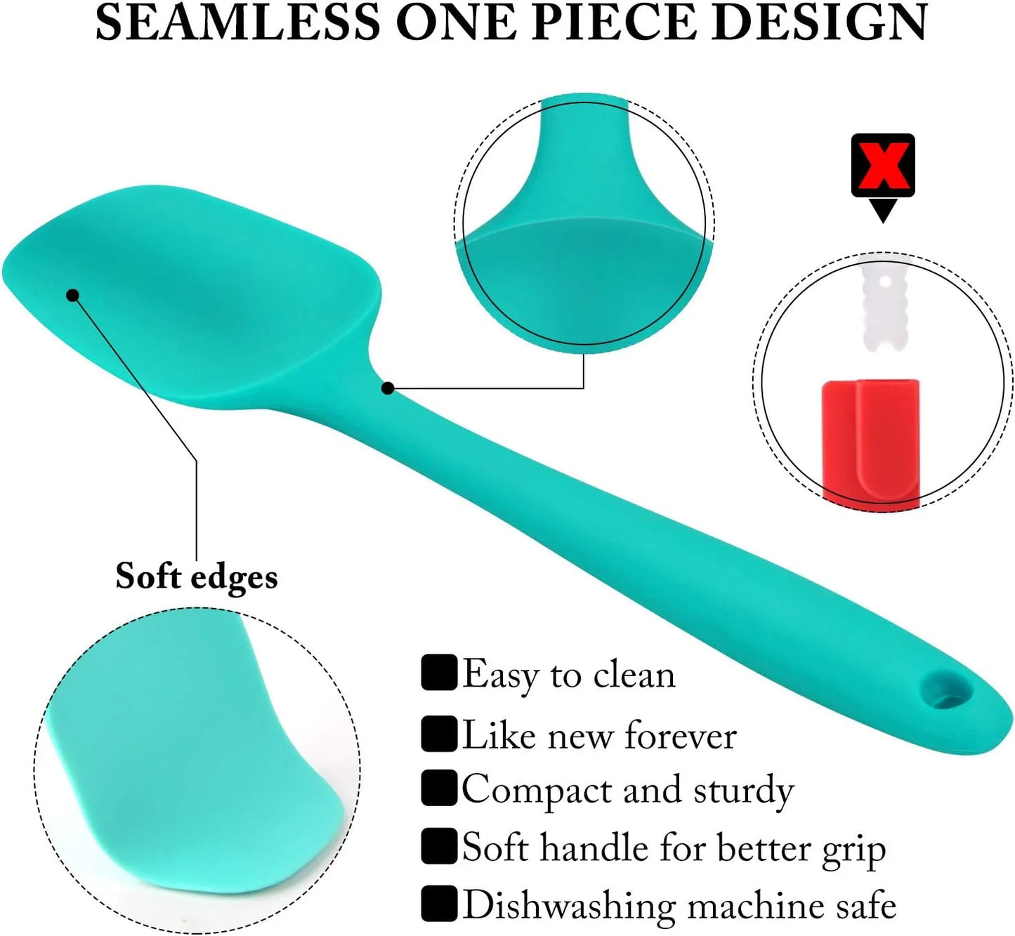 Food Grade Silicone Rubber Spatula Set,  5 Pcs Kithen Cooking Mixing Utensil Set, Bpa-Free High Heat Resistant Non Stick Dishwasher Multicolor