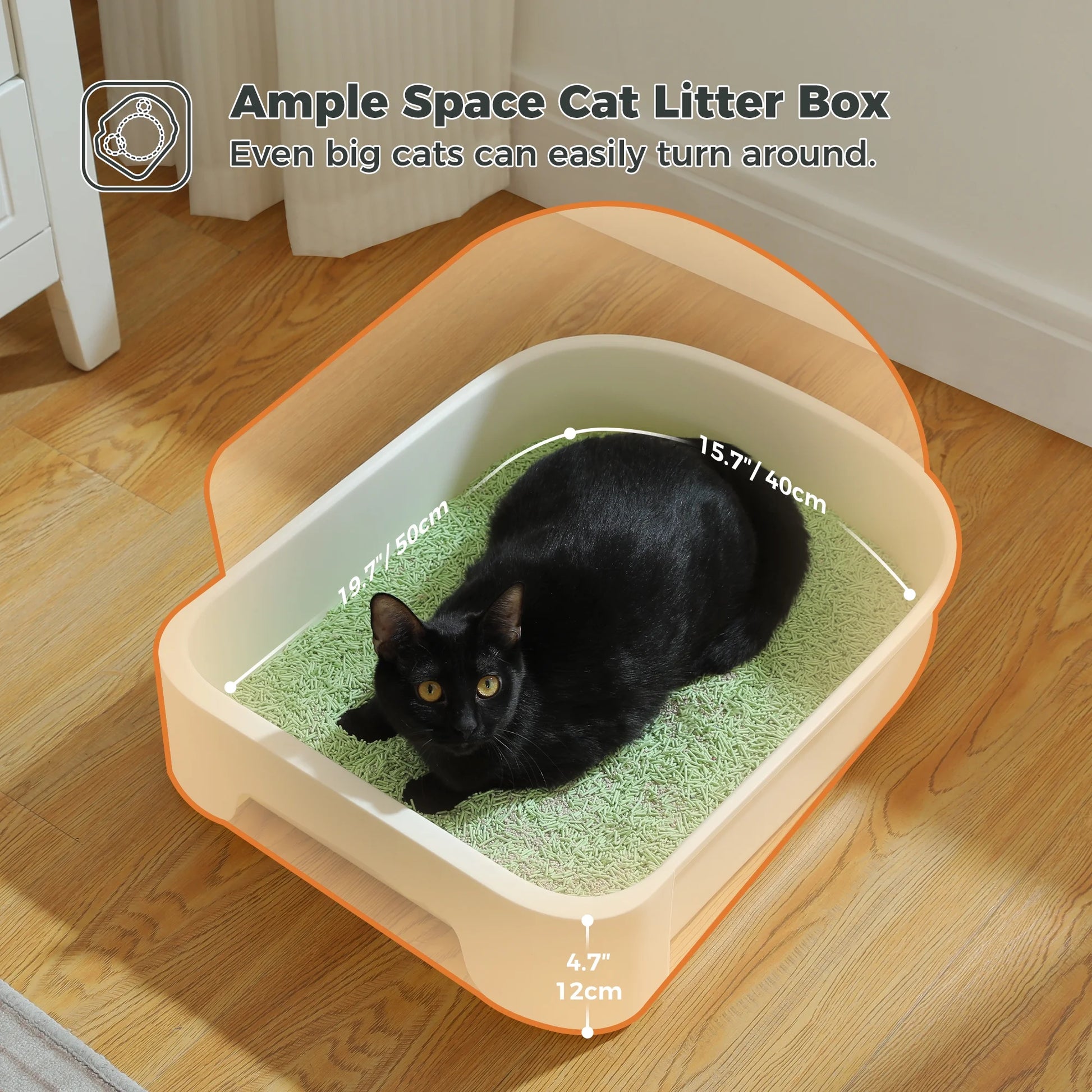 Large Cat Litter Box with Scoop Litter Box with Lid Double-Layer Leak-Proof Litter Box for Cat, Gray