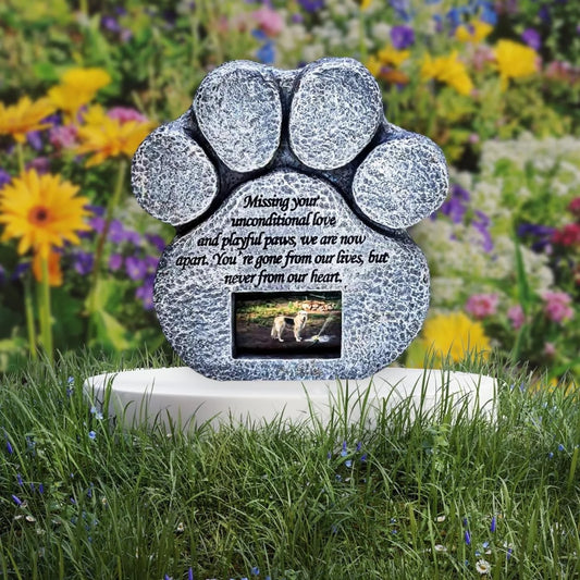 - Paw Print Pet Memorial Stone - Outdoor Garden Picture Frame