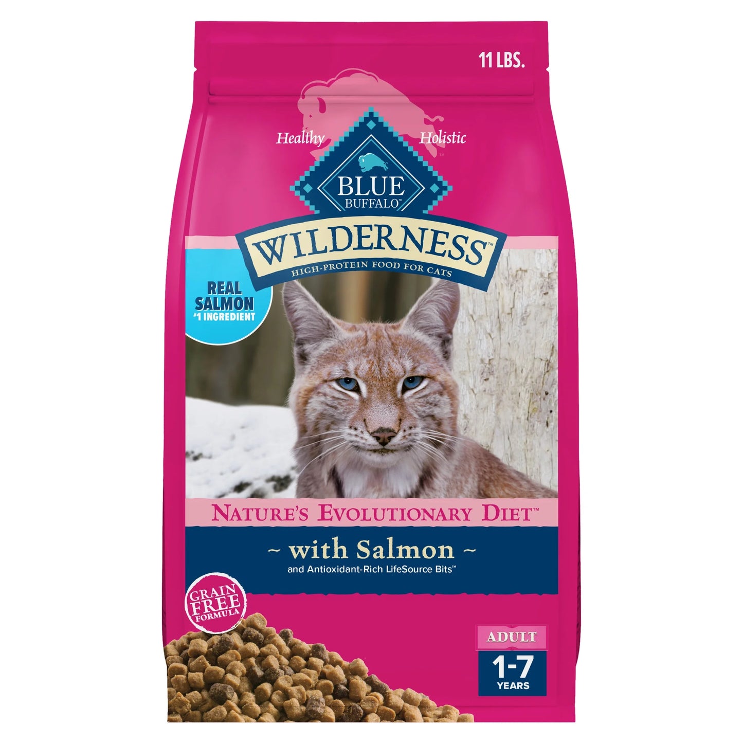 Wilderness Natural High Protein Dry Food for Adult Cats, Salmon, 11-Lb Bag