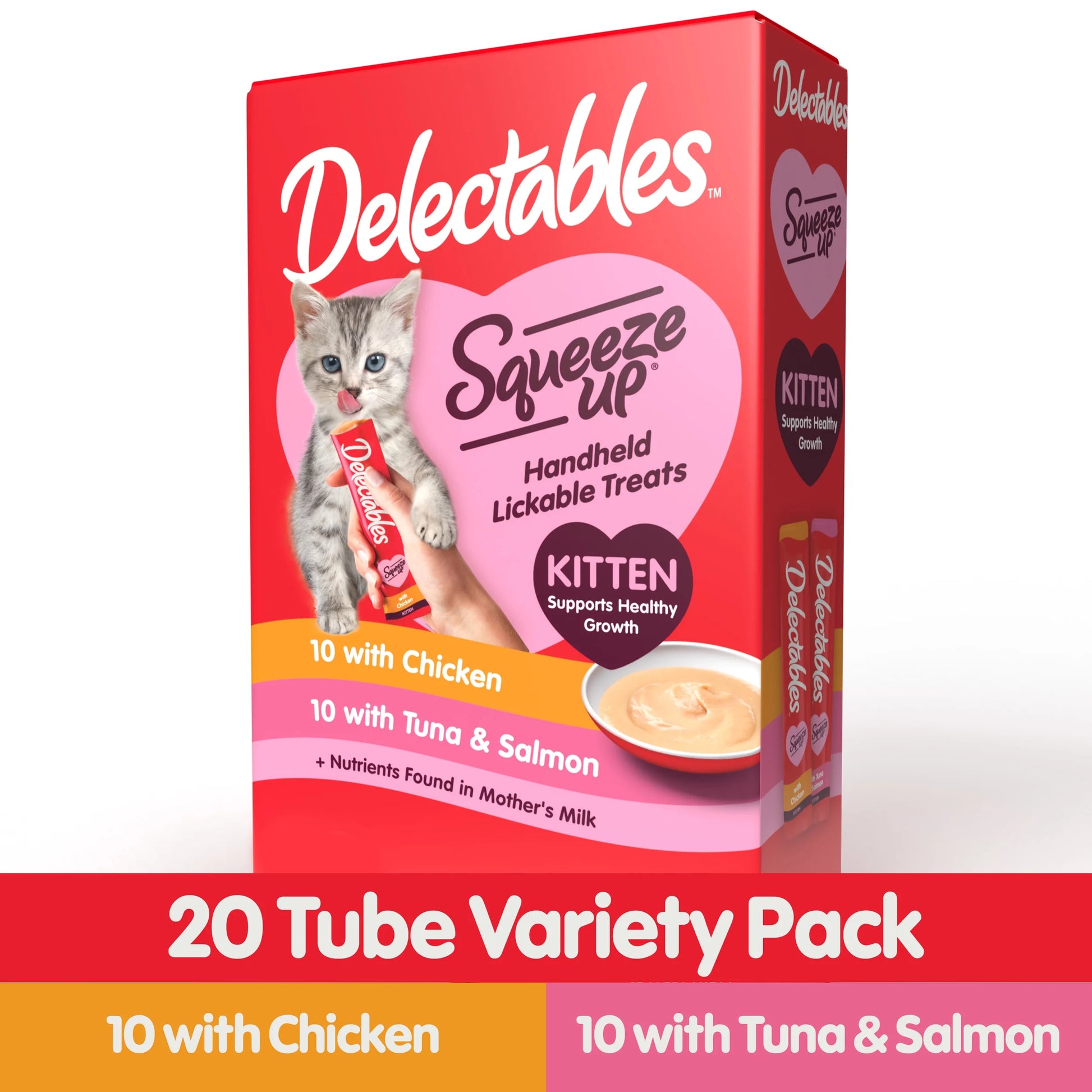 Delectables Squeeze Up for Kittens, Complete and Balanced Lickable Wet Cat Treat Variety Pack, 20 Count