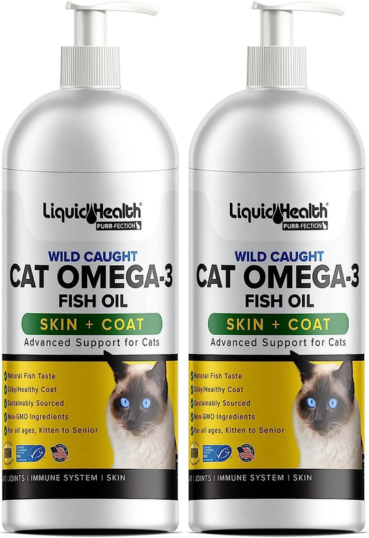 Omega 3 Fish Oil Cat Supplements & Vitamins with EPA, DPA & DHA, 8 Oz