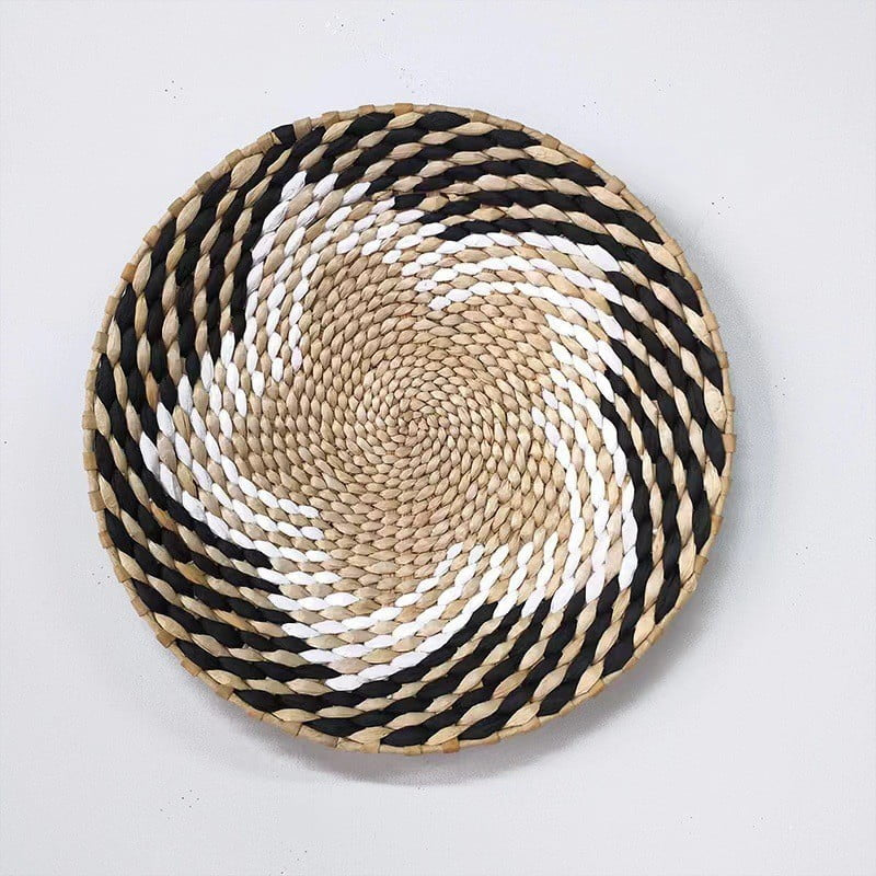 Boho Wall Basket Decor Woven Unique Seagrass Wicker Hanging Decorative Baskets - Rattan Wall Art Basket for Storage or Gift for Rustic Bohemian Farmhouse Home Living Room Bedroom Kitchen