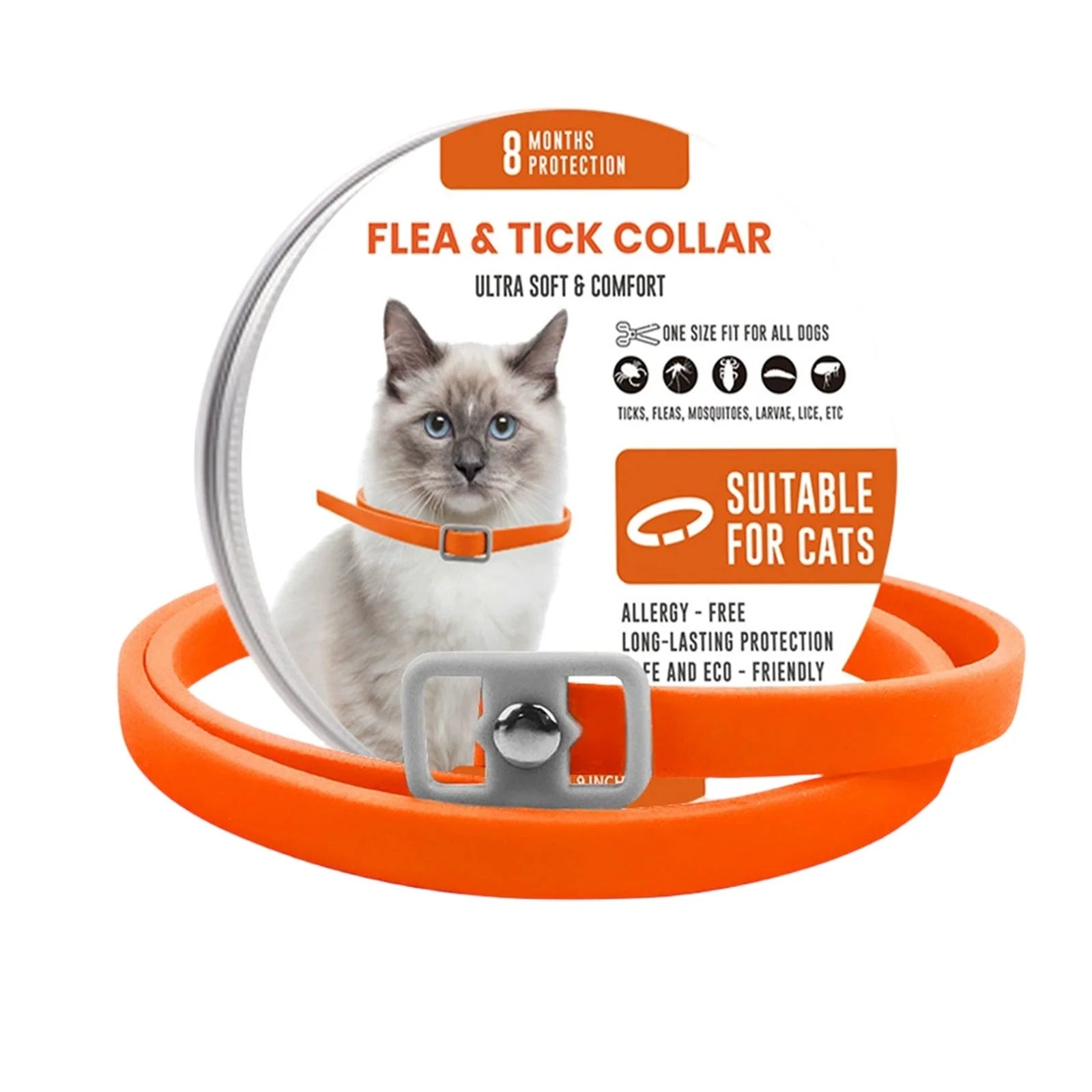 Adjustable Calming Collar for Cats - Long-Lasting Anxiety Relief and Protection for Neck Sizes up to 14.96