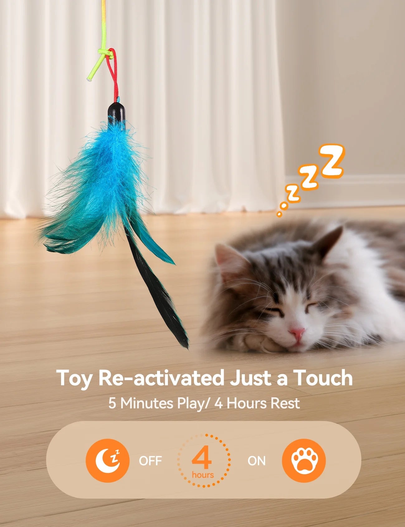 2-in-1 Automatic Laser Teaser Cat Toy for Indoor Cats, USB Rechargeable Interactive Self-Play Device, White