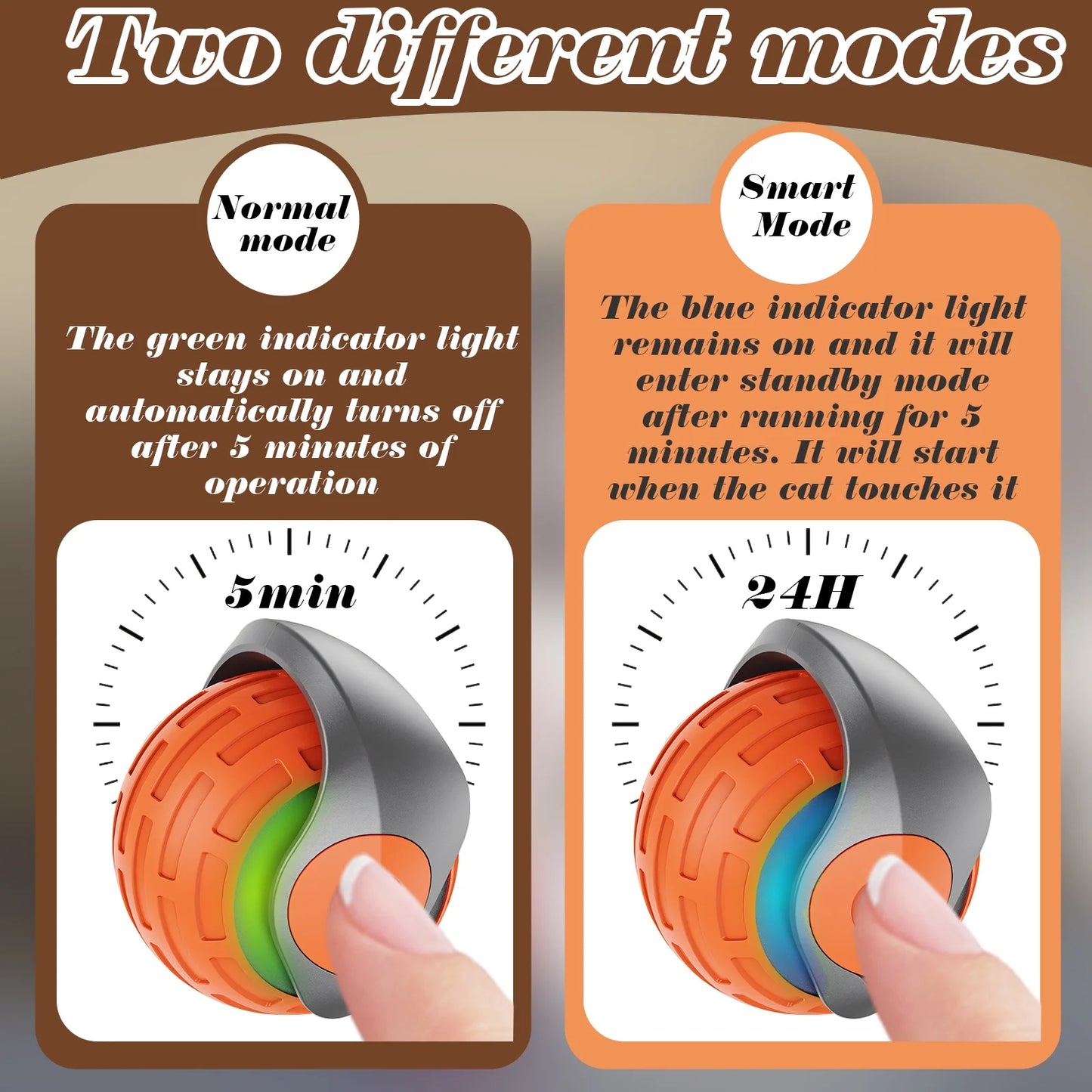 Cat Interactive Ball Toys Rolling Ball Faux Tail Rechargeable Smart Pet Toys Interactive Toys for Indoor Cats(2Pcs))
