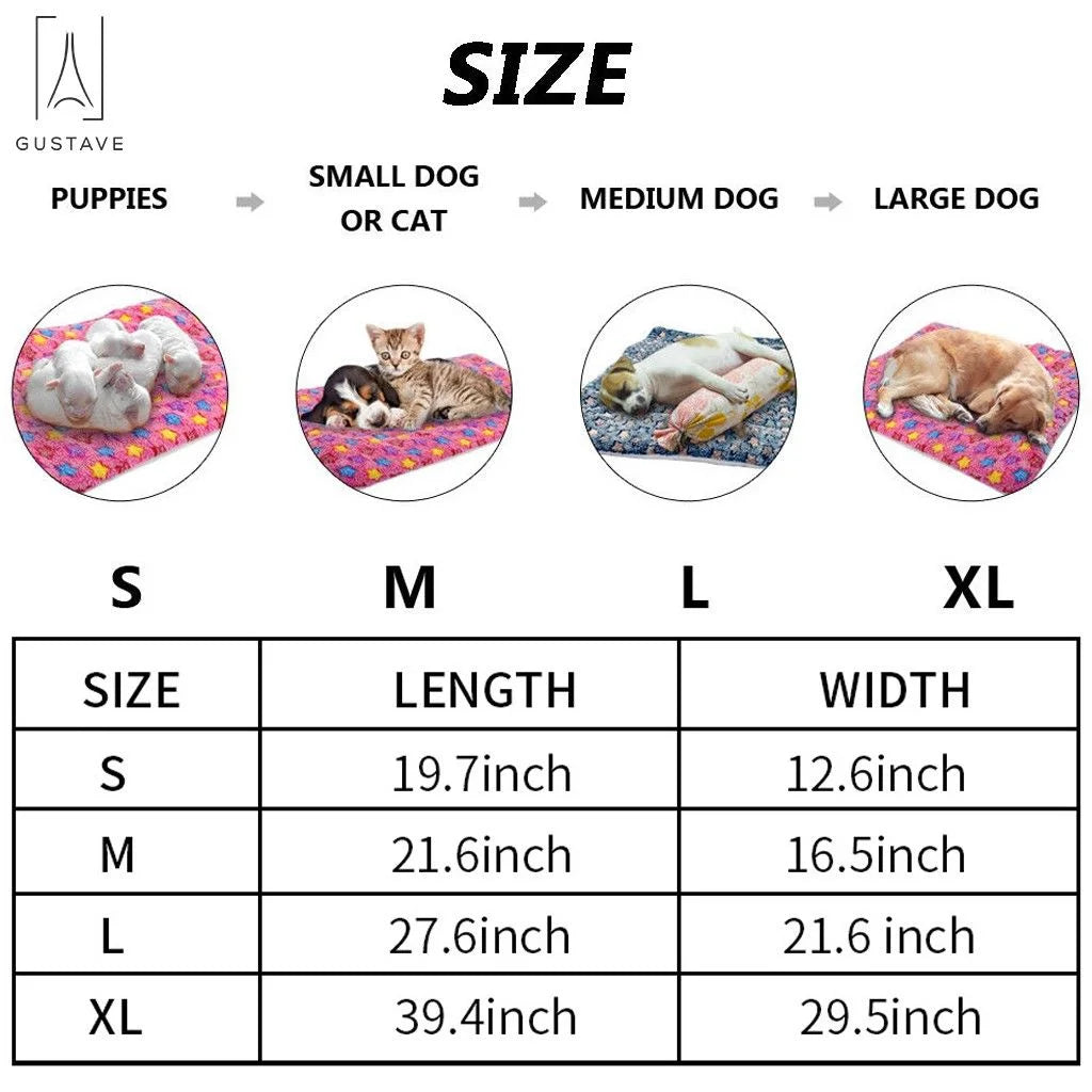 design Large Dog Pet Sleep Mat Soft Warm Reversible Fleece Crate Bed Mat Kennel Pad Cage Cushion for Large Small Medium Dog Cat "Blue, S"