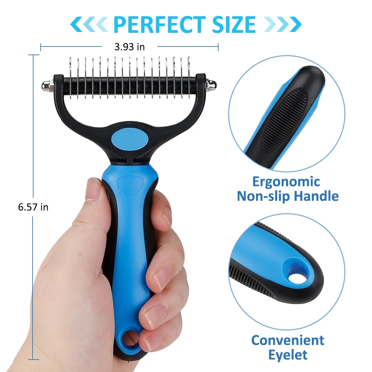 Pet Grooming Dematting Brush Undercoat Rake for Dogs & Cats 2 Sided Professional Grooming Tool