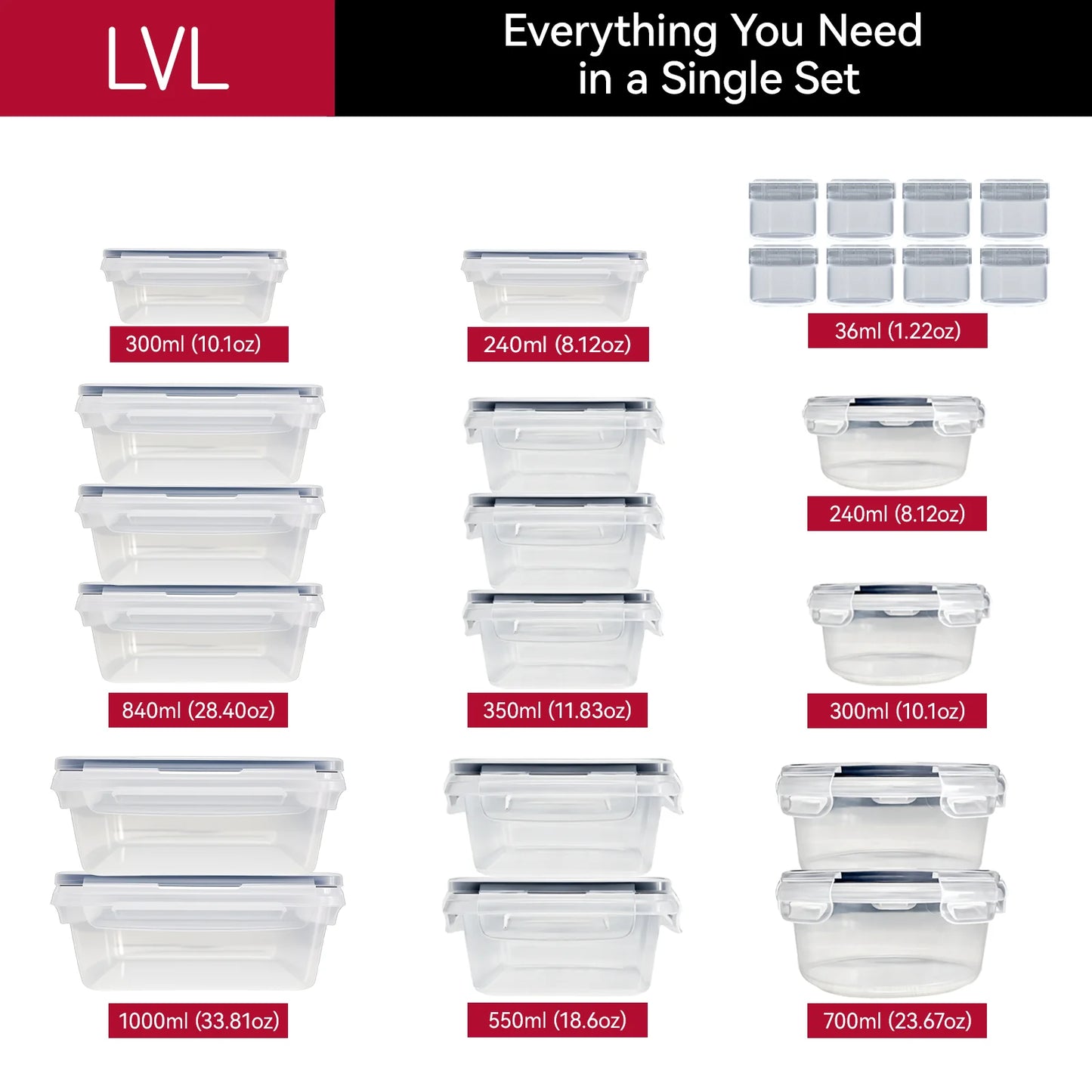 50 Pcs Food Storage Containers with Lids Airtight, Plastic Meal Prep Container for Pantry & Kitchen Organization & Bento Box & Snack Containers, Bpa-Free, Leak-Proof with Labels & Marker Pen