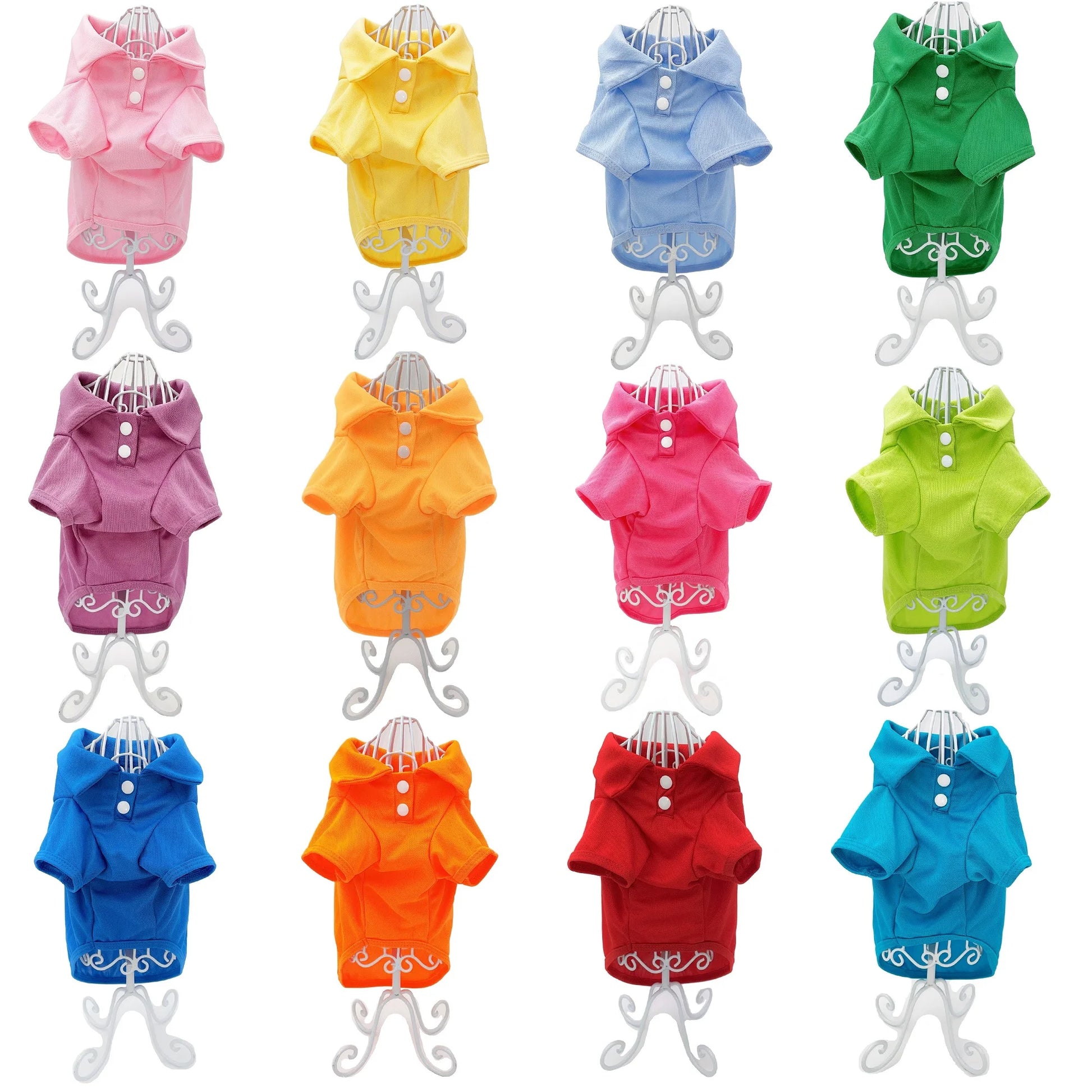 Small Pet Polo Shirt - Blue XXS (8" Length) for Dogs and Cats