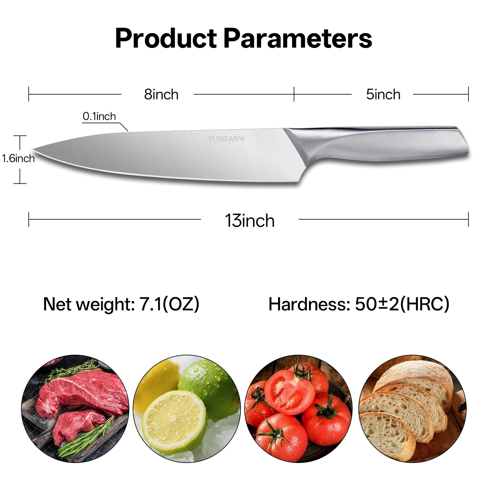 Professional Kitchen Knives, Sharp Knives for Kitchen High Carbon Stainless Steel, Sliver