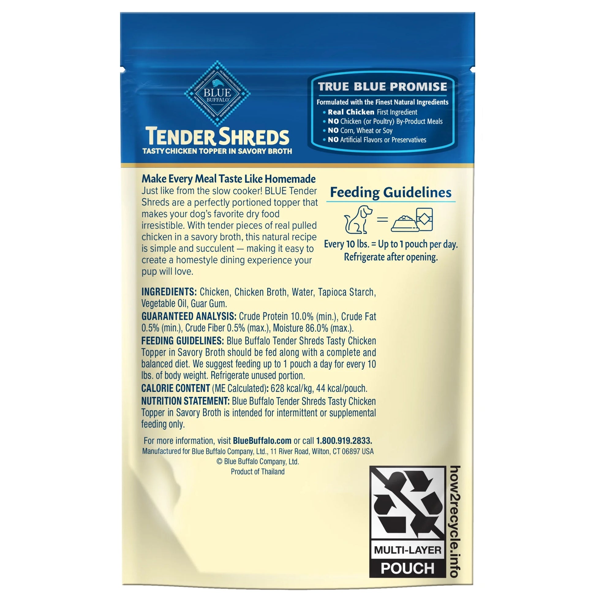 Tender Shreds Chicken Toppers for Dogs, 2.5 oz Pouch