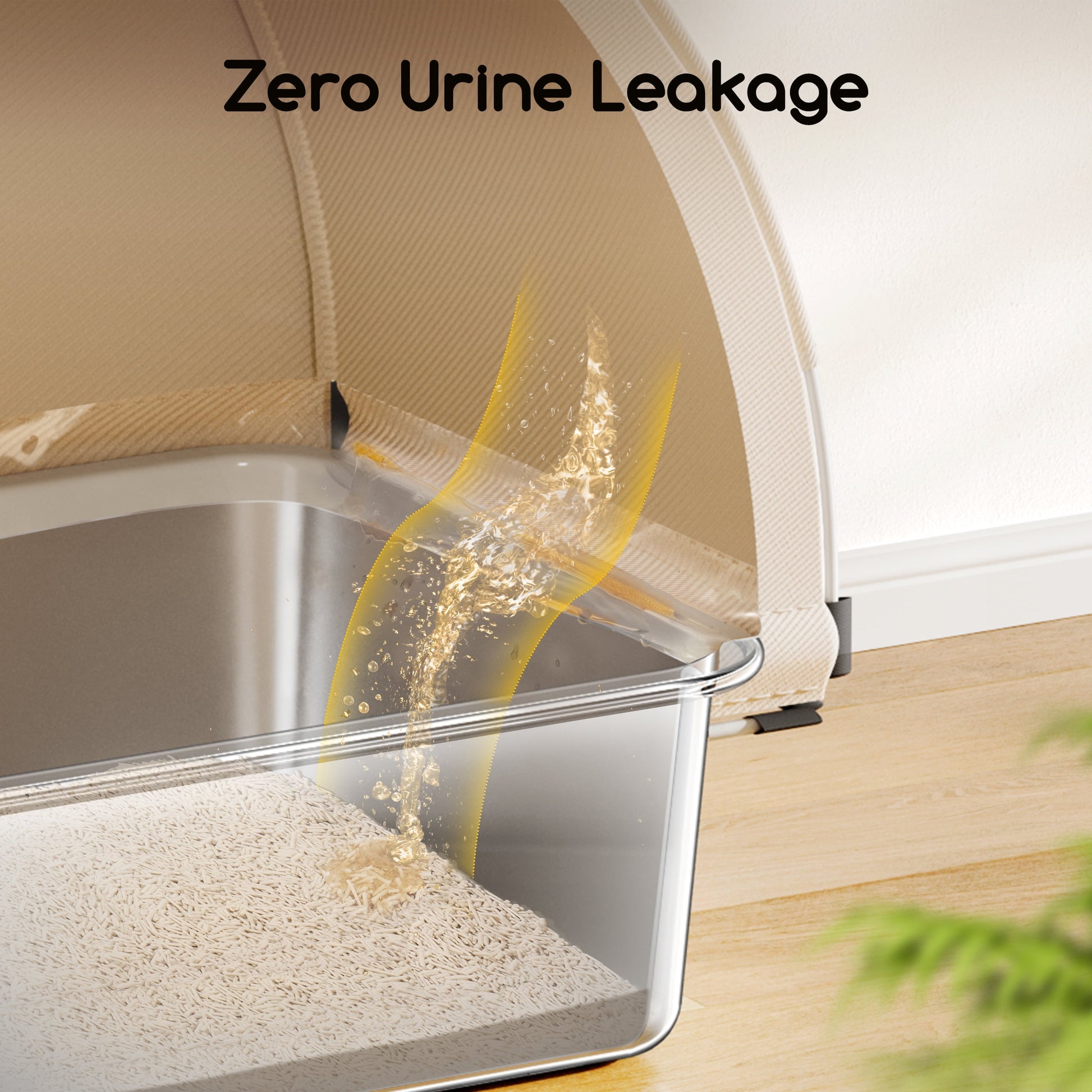 Stainless Steel Cat Litter Box 85L, Tent Cover&Telescopic Shovel,Extra Large Enclosed Cat Litter Box