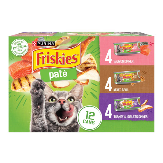 Purina  Pâté Salmon, Turkey, and Mixed Grilled Wet Cat Food, 5.5 oz Can, 12-Pack