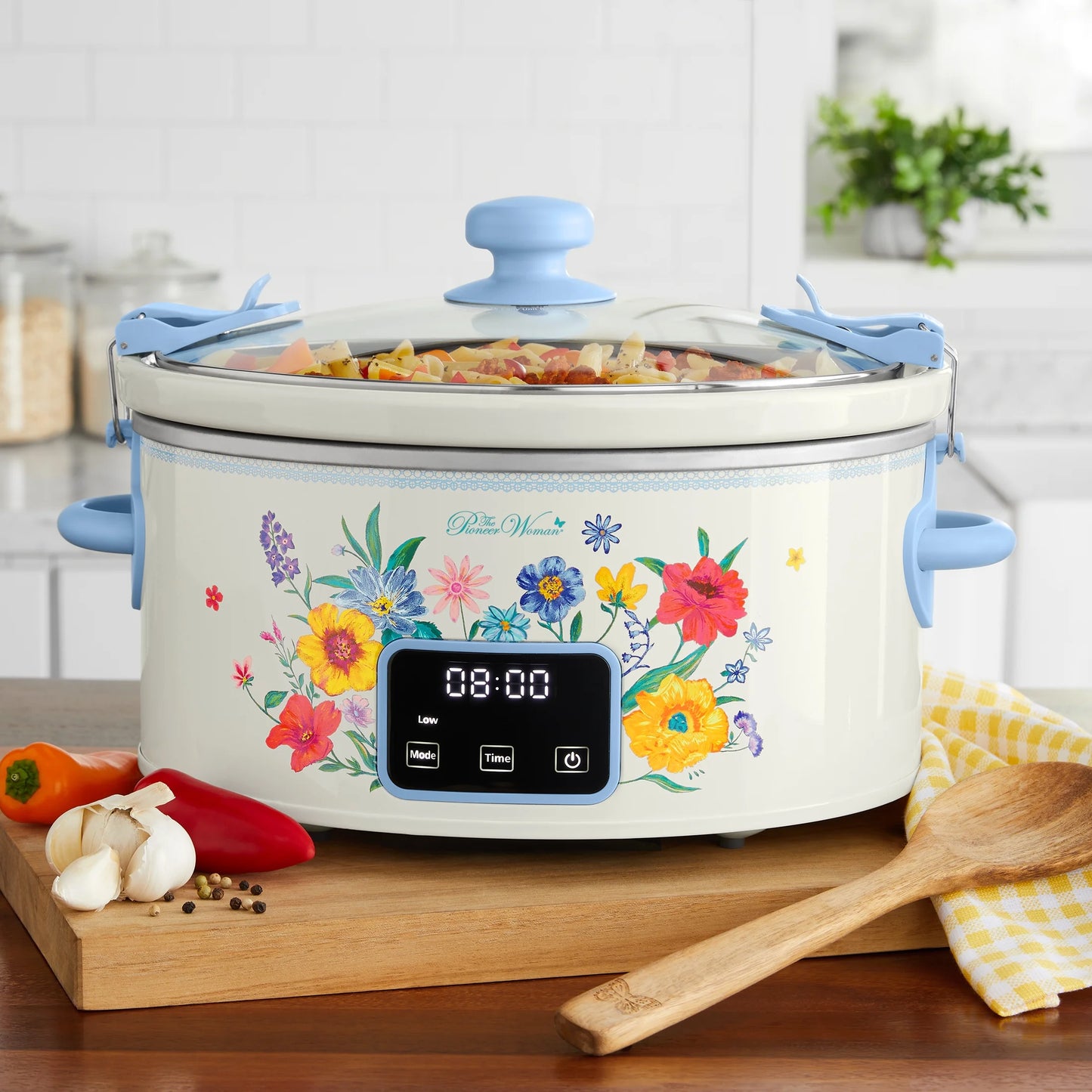 6-Quart Slow Cooker, Locking Lid, Digital, Brilliant Blooms, Model PW8400778514-7