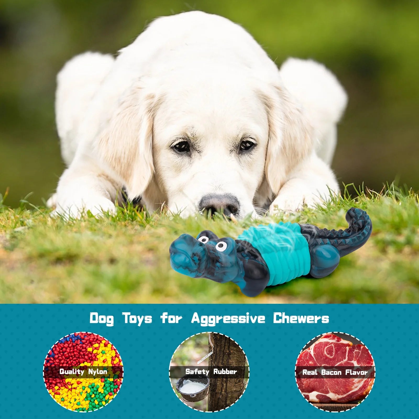Indestructible Dog Toys for Aggressive Chewers - Durable Chewing Toys for Large Breeds, Blue