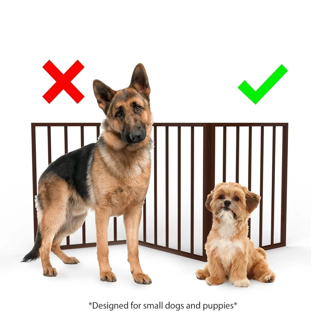Foldable Pet Gate - 24-Inch Free-Standing Step-Over Barrier for Small Dogs and Cats, Lightweight, Easy to Install, Crafted from Premium Pine Wood