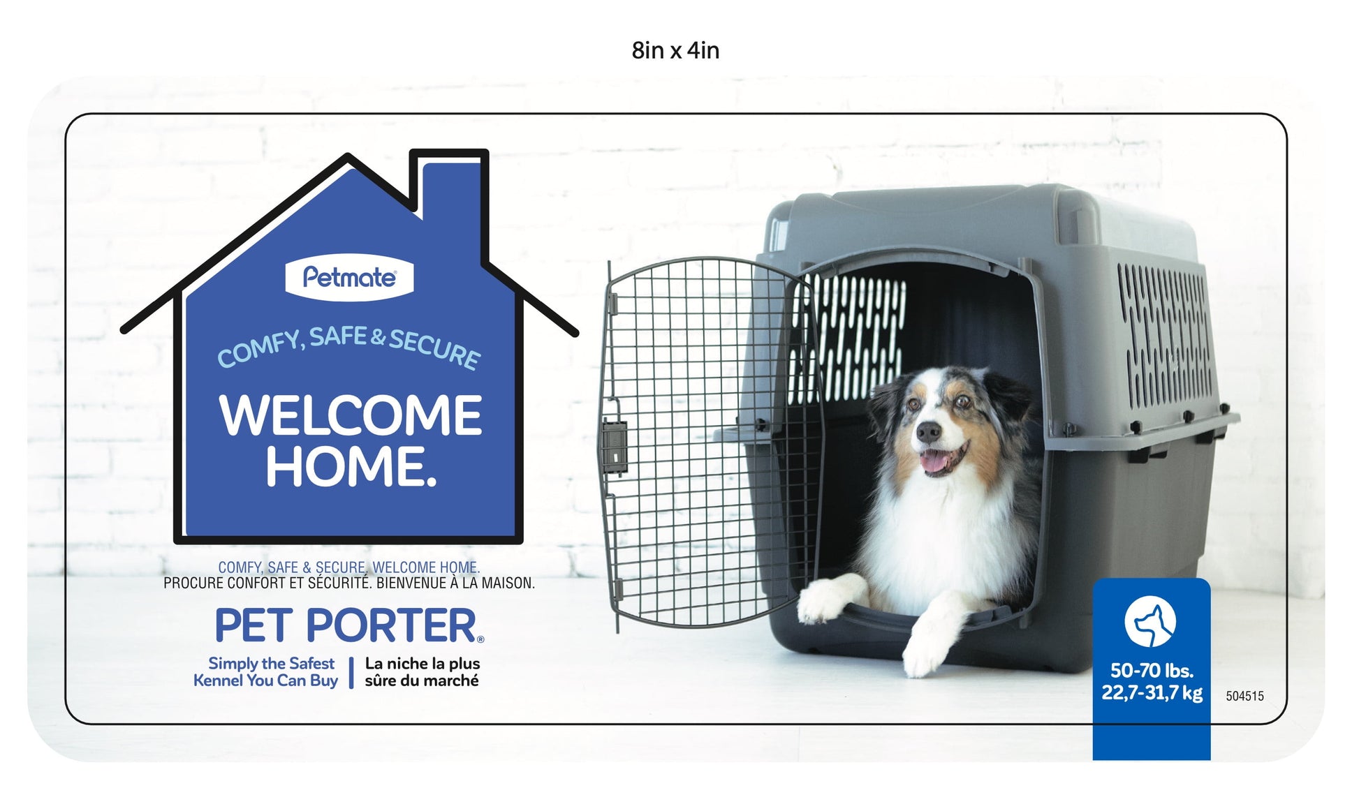 Traditional Travel Dog Kennel - Portable Plastic Carrier for Medium to Large Dogs (36", 50-70 lbs), Gray