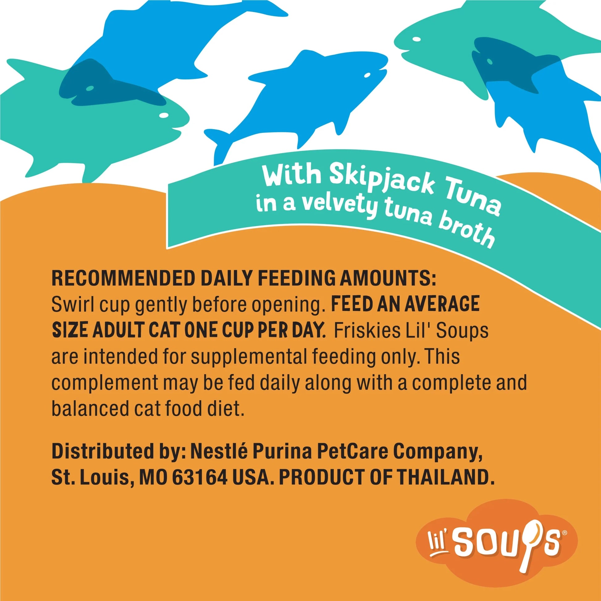 Purina  Natural Grain-Free Senior Cat Food Toppers - Lil’ Soups with Skipjack Tuna in Velvety Broth, 1.2 oz Cup (8 Pack)