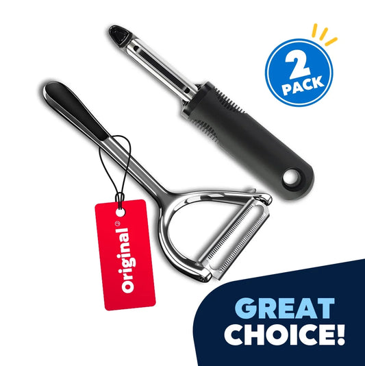 Vegetable Peelers Set – 2 Pack for Kitchen, Apple, Fruit, Carrot, Veggie, Potatoes Peeler, Y-Shaped and Swivel Stainless Steel Blades Peelers, Ergonomic Non-Slip Handle & Sharp Blade