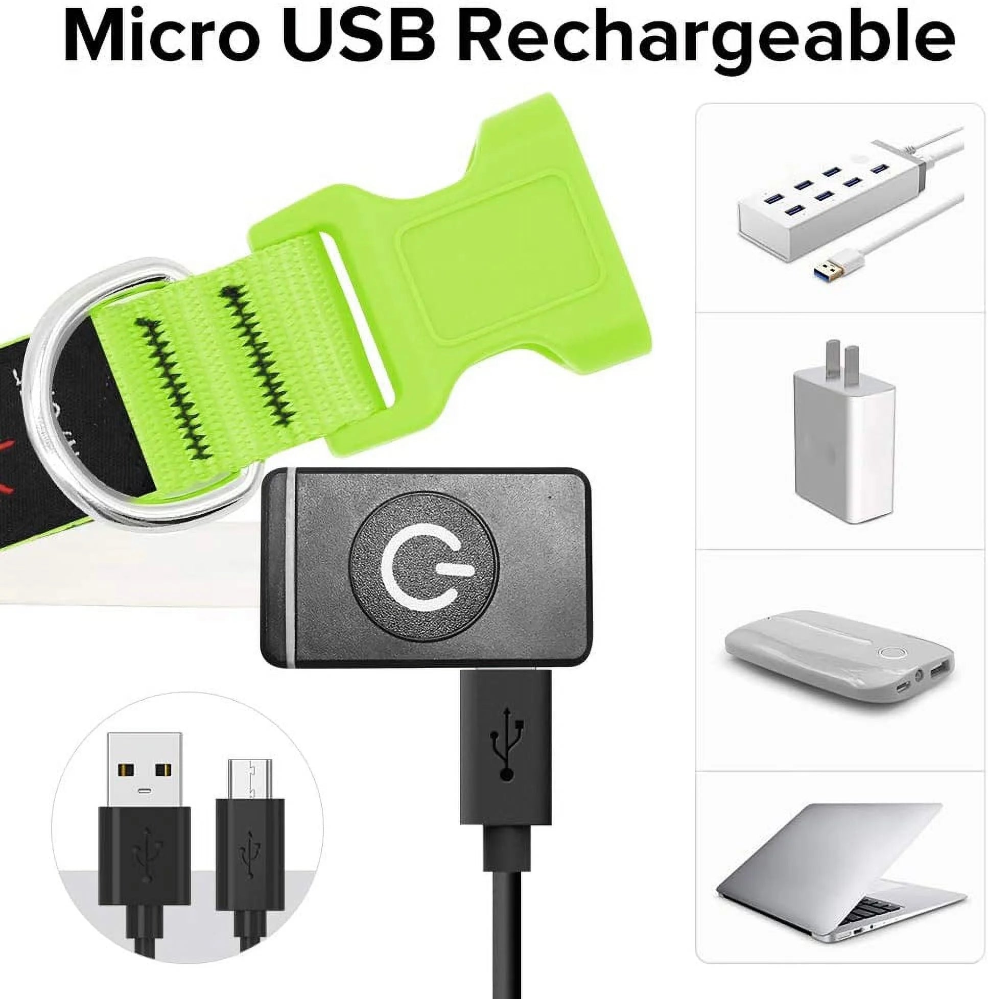 Rechargeable LED Dog Collar - Waterproof Color Changing Glow in the Dark Collar for Dogs of All Sizes (Neon Green)