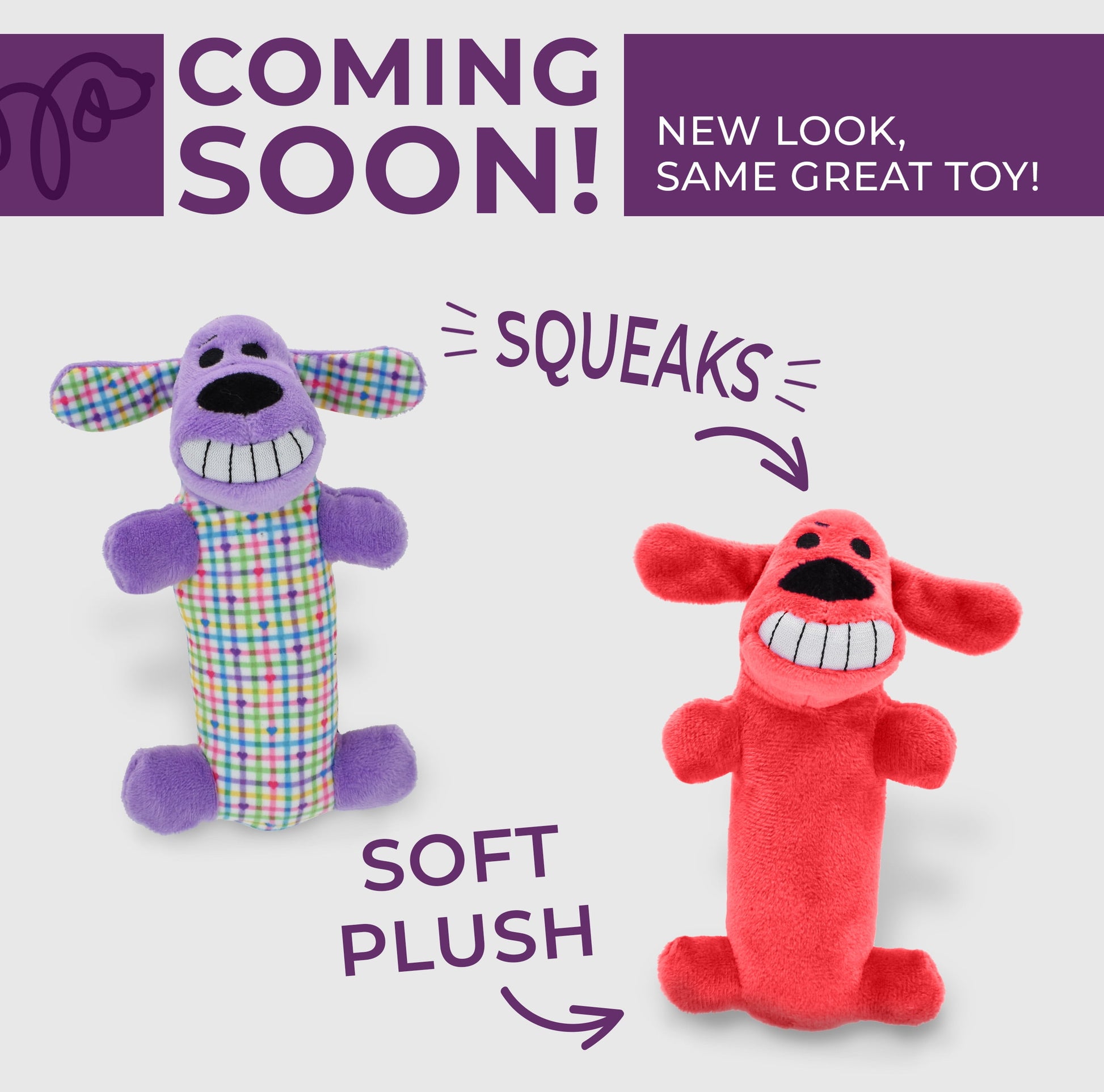 6-Inch Colorful Plaid Smiling Loofa Plush Dog Toy