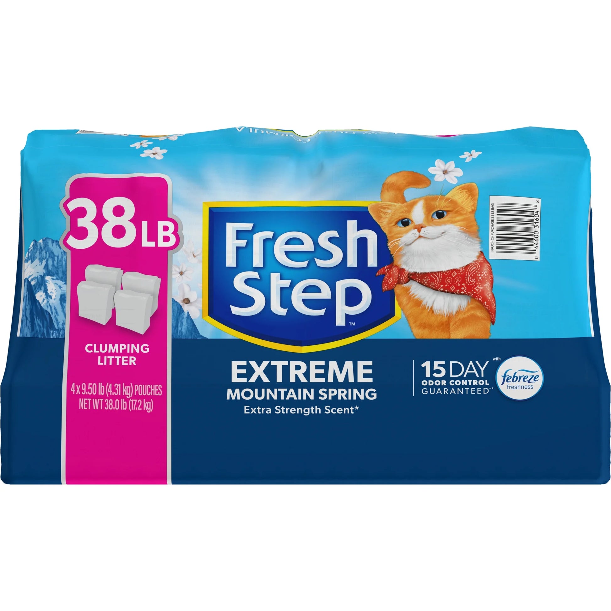 Extreme Scented Clumping Cat Litter with Febreze, Mountain Spring, 38 Lbs