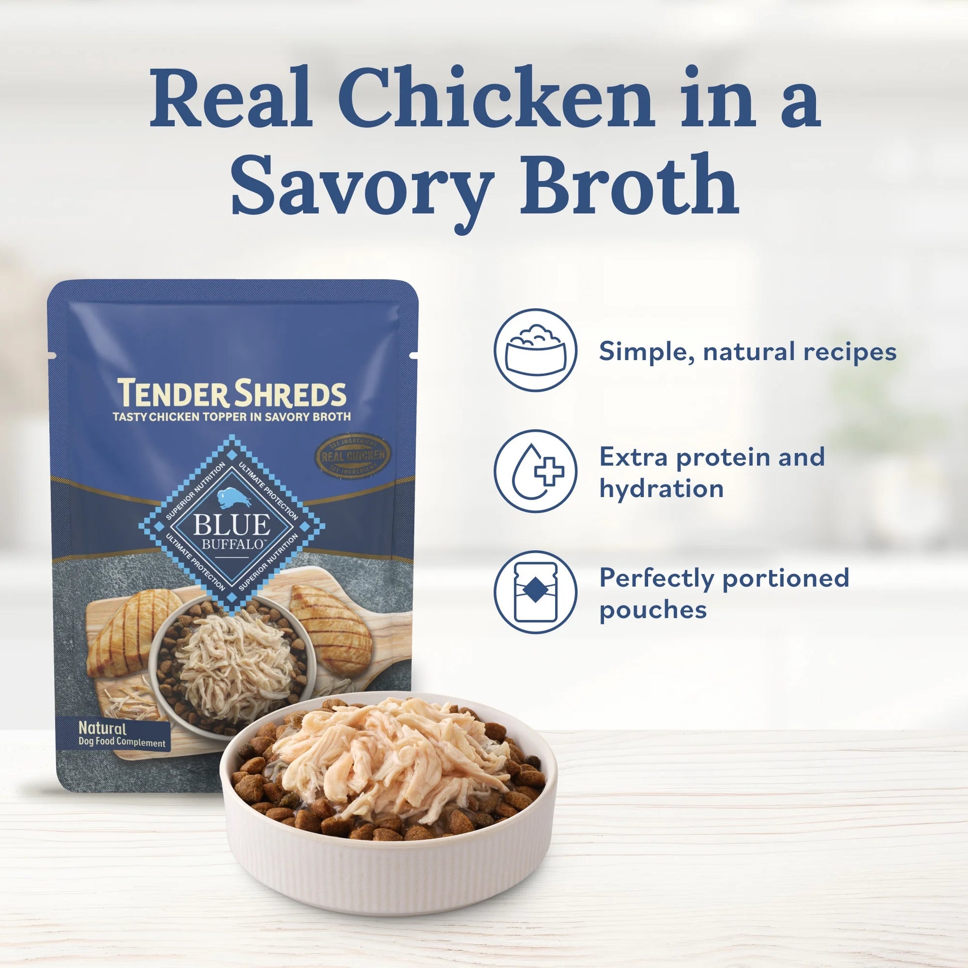 Tender Shreds Chicken Toppers for Dogs, 2.5 oz Pouch