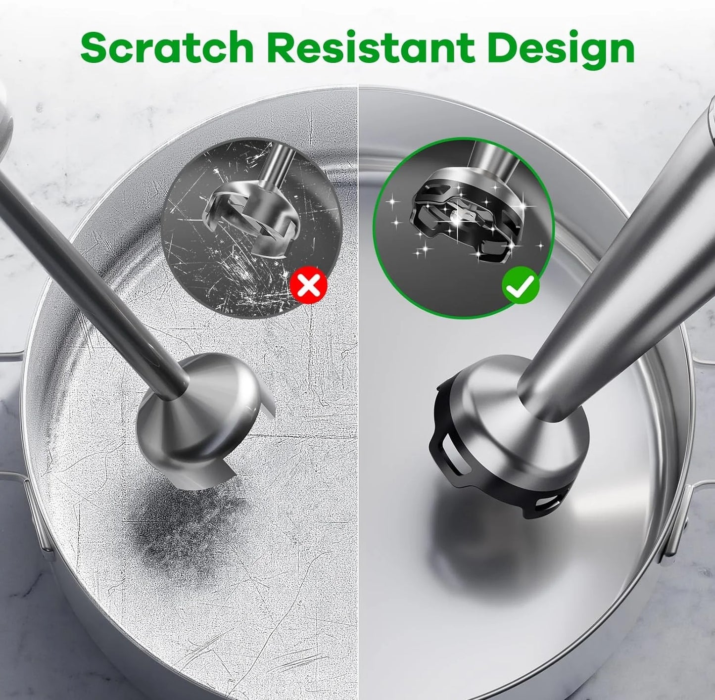 Immersion Blender Handheld Hand Blender 1100W, Trigger Variable Speed 5 in 1 Stick Blender, Emulsion Blender with Chopper, Whisk and Frother for Soup, Baby Food and Smoothies