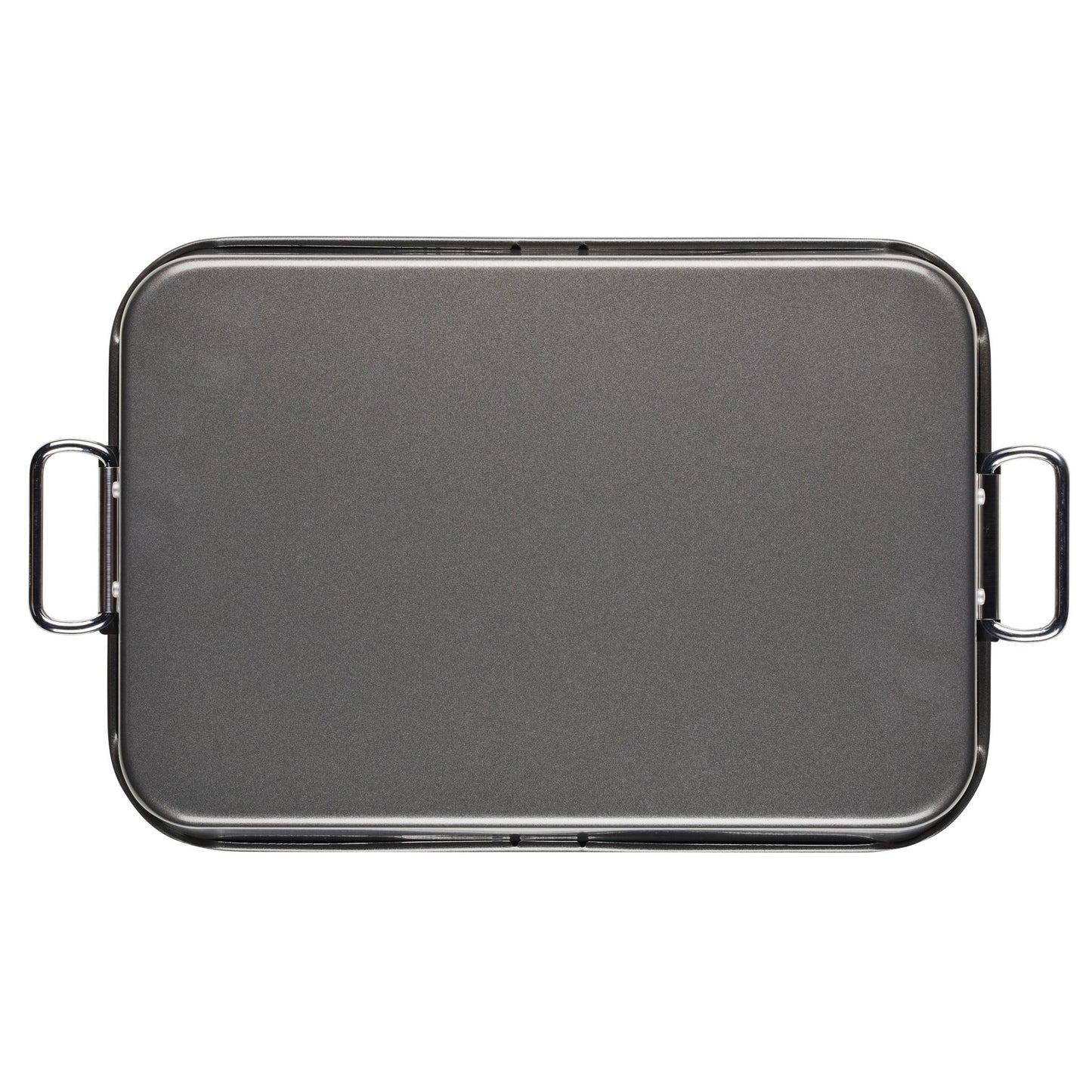 Bakeware Roasting Pan with Removable Flat Rack - 10.5X15 Inches, Dishwasher Safe, Oven-Safe to 450°F, Non-Stick Finish, Gray