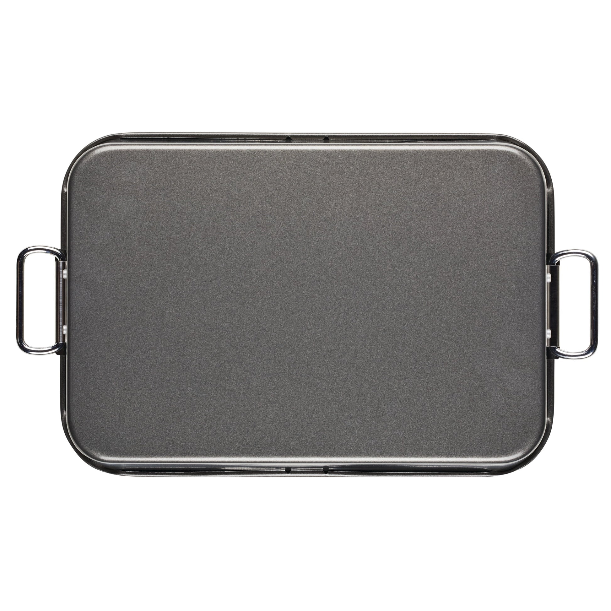 Bakeware Roasting Pan with Removable Flat Rack - 10.5X15 Inches, Dishwasher Safe, Oven-Safe to 450°F, Non-Stick Finish, Gray