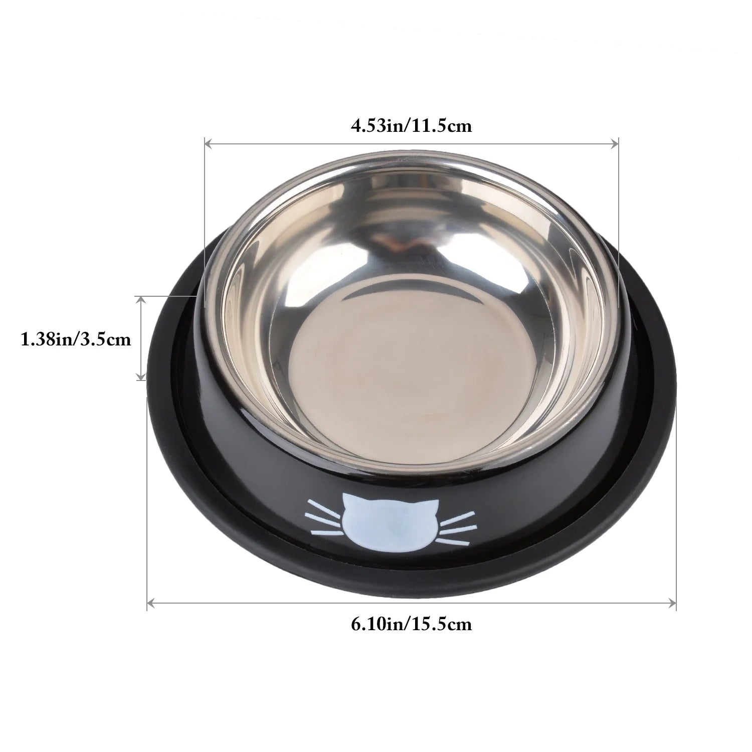 2PCS Pet Bowl Stainless Steel Non-Skid Cute Dog Bowl Cat Bowl with 2 Food Scoop