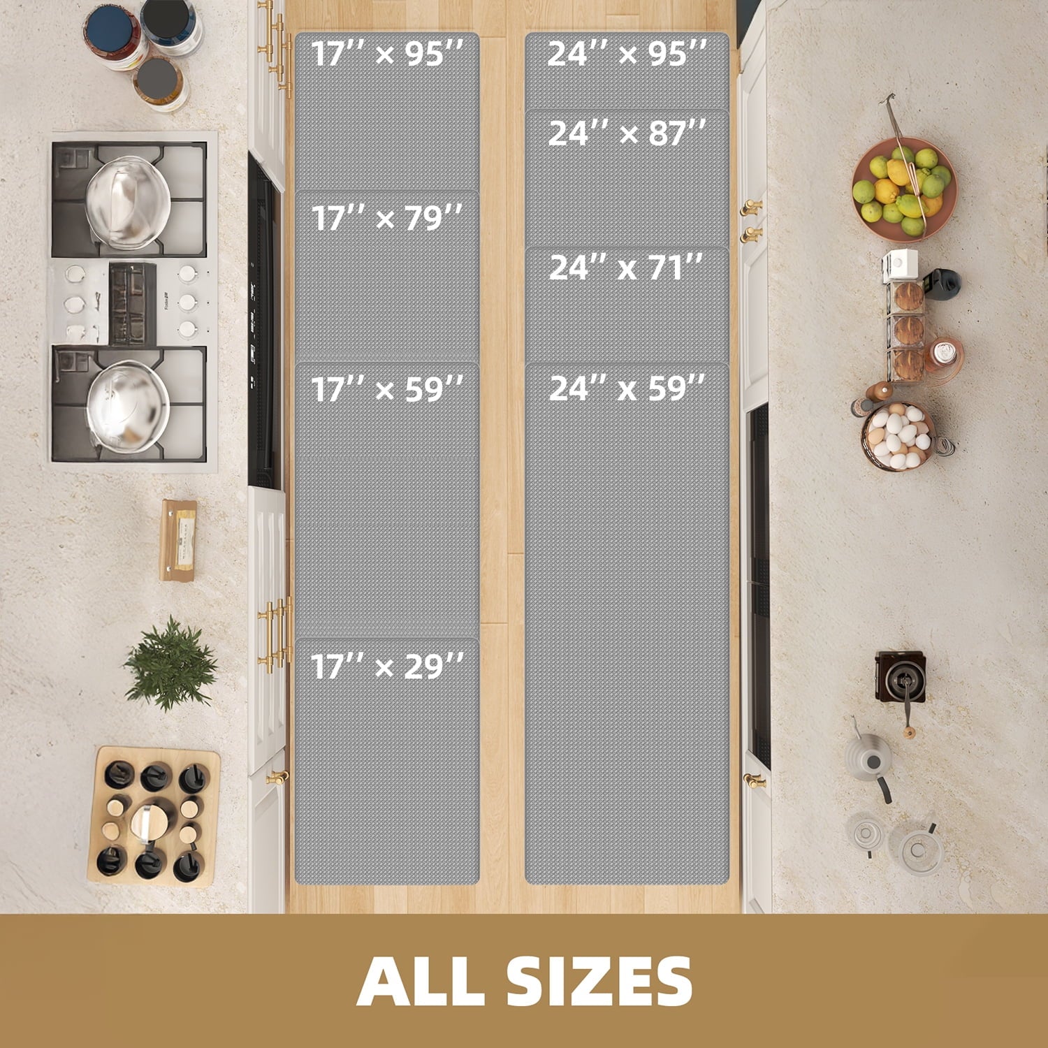 Kitchen Rug and Mat Kitchen Mat anti Fatigue, Non Slips Kitchen Floor Mat, Kitchen Rug or Mat Washable, 17"X 29"+17"X 59", Gray