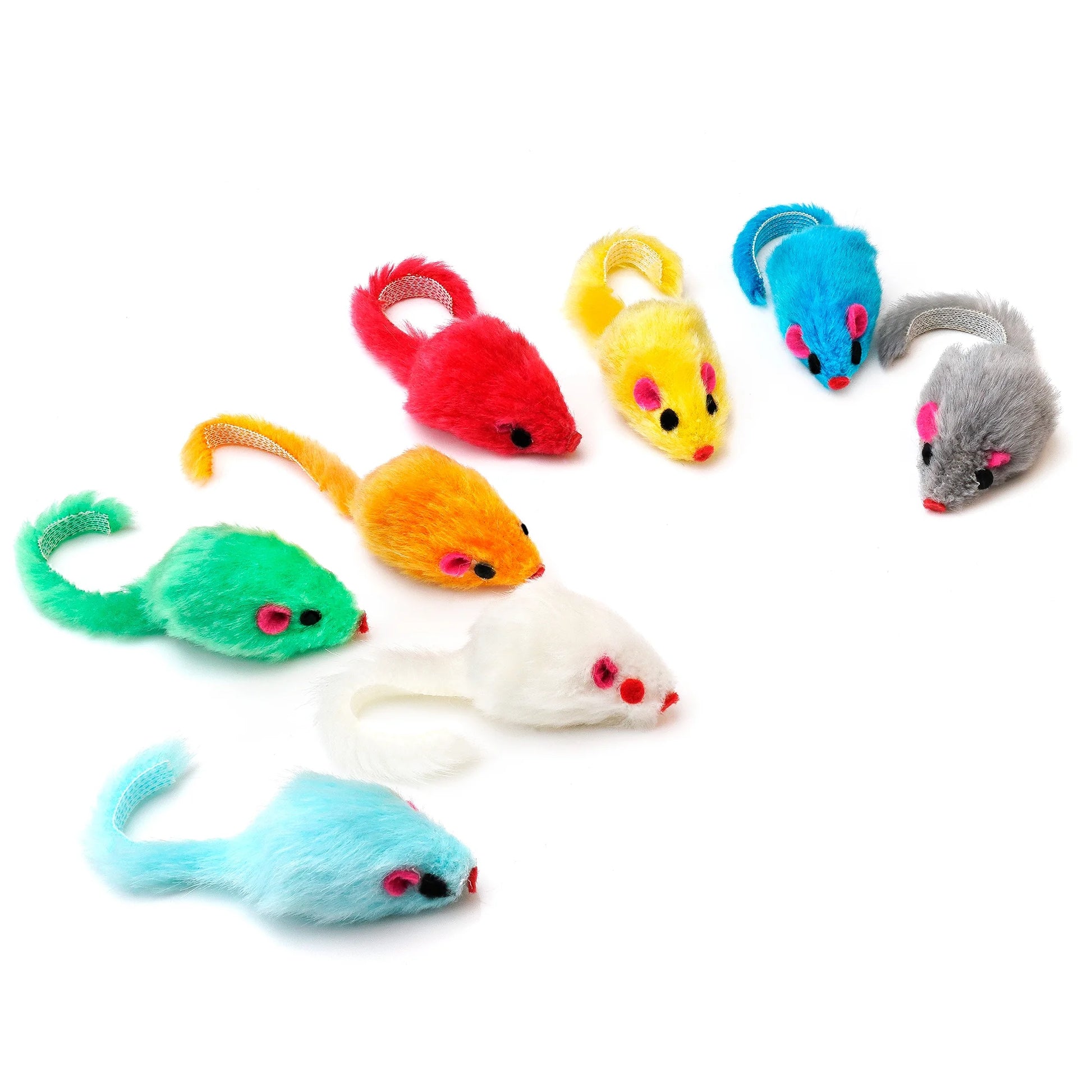 36PCS 4.1'' Furry Cat Toy Mice Rattle Small Mouse Kitten Interactive Play Assorted Color