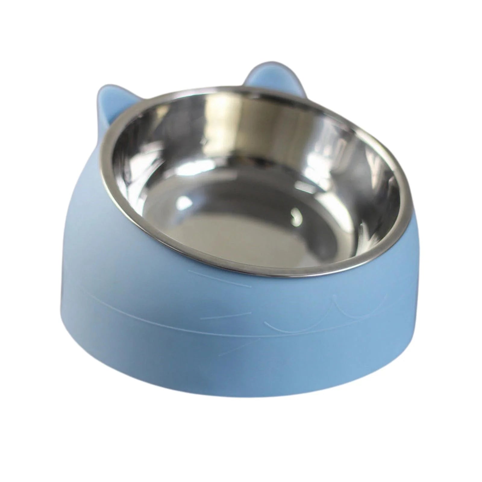 Pet Feeder Raised Cat Bowl Food Feeder Neck Protective Bowl Dog Kitten Food Dish Pet Supplies anti Slip Metal Blue