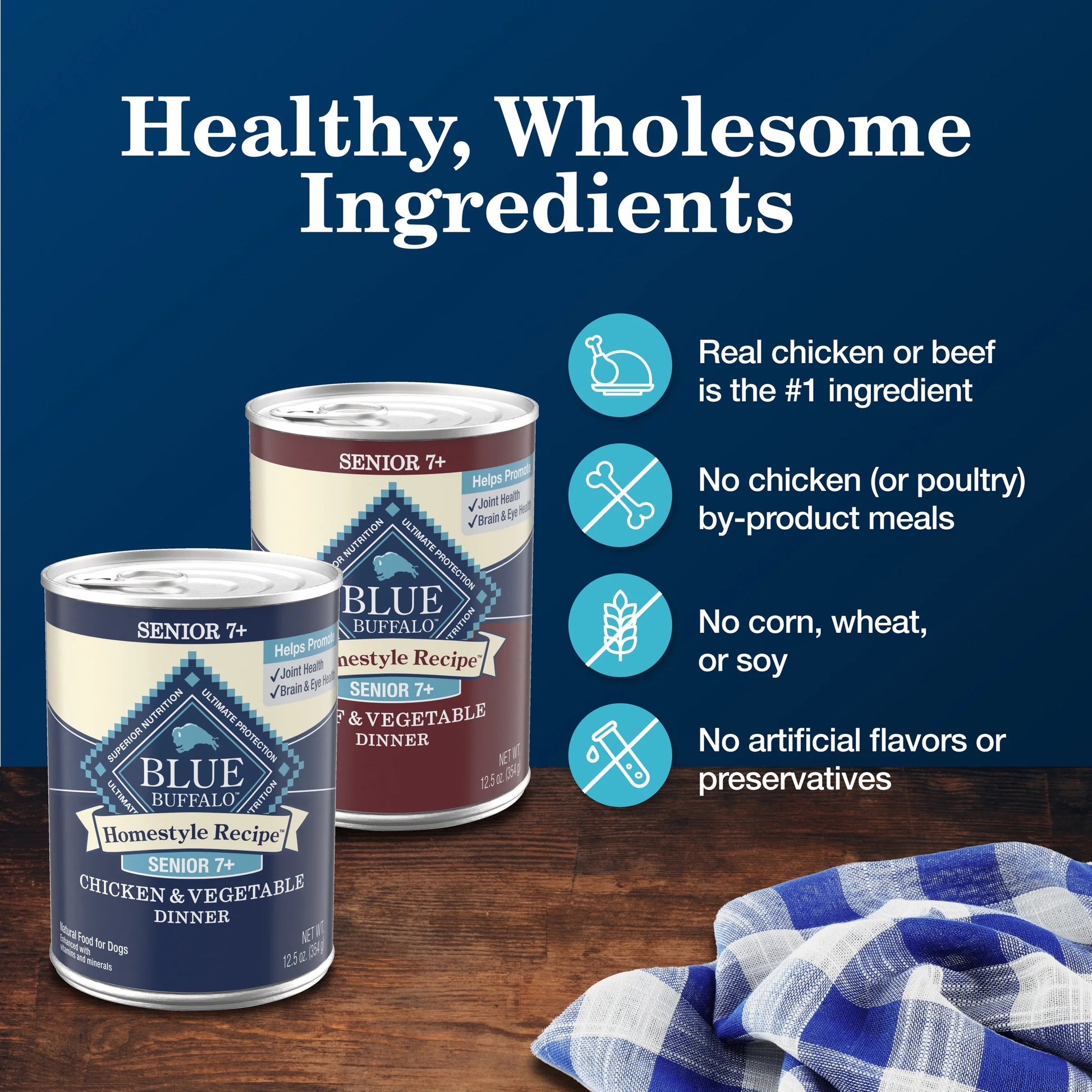 Homestyle Recipe Senior Wet Dog Food Variety Pack, Natural Ingredients, Beef and Chicken Dinner, 12.5-Oz Cans (3 of Each Flavor)