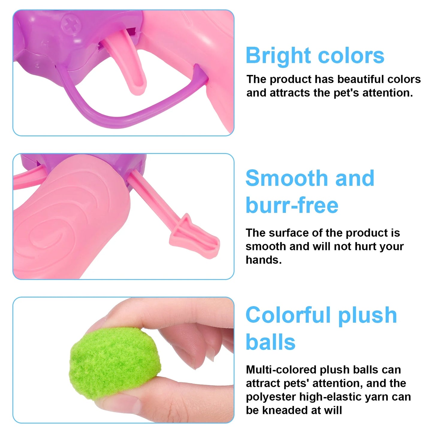 2 Pack Cat Toy Plush Ball Launcher Gun, Plush Ball Shooting Gun for Cats with 100 Pcs Pom Pom Ball for Indoor Cats