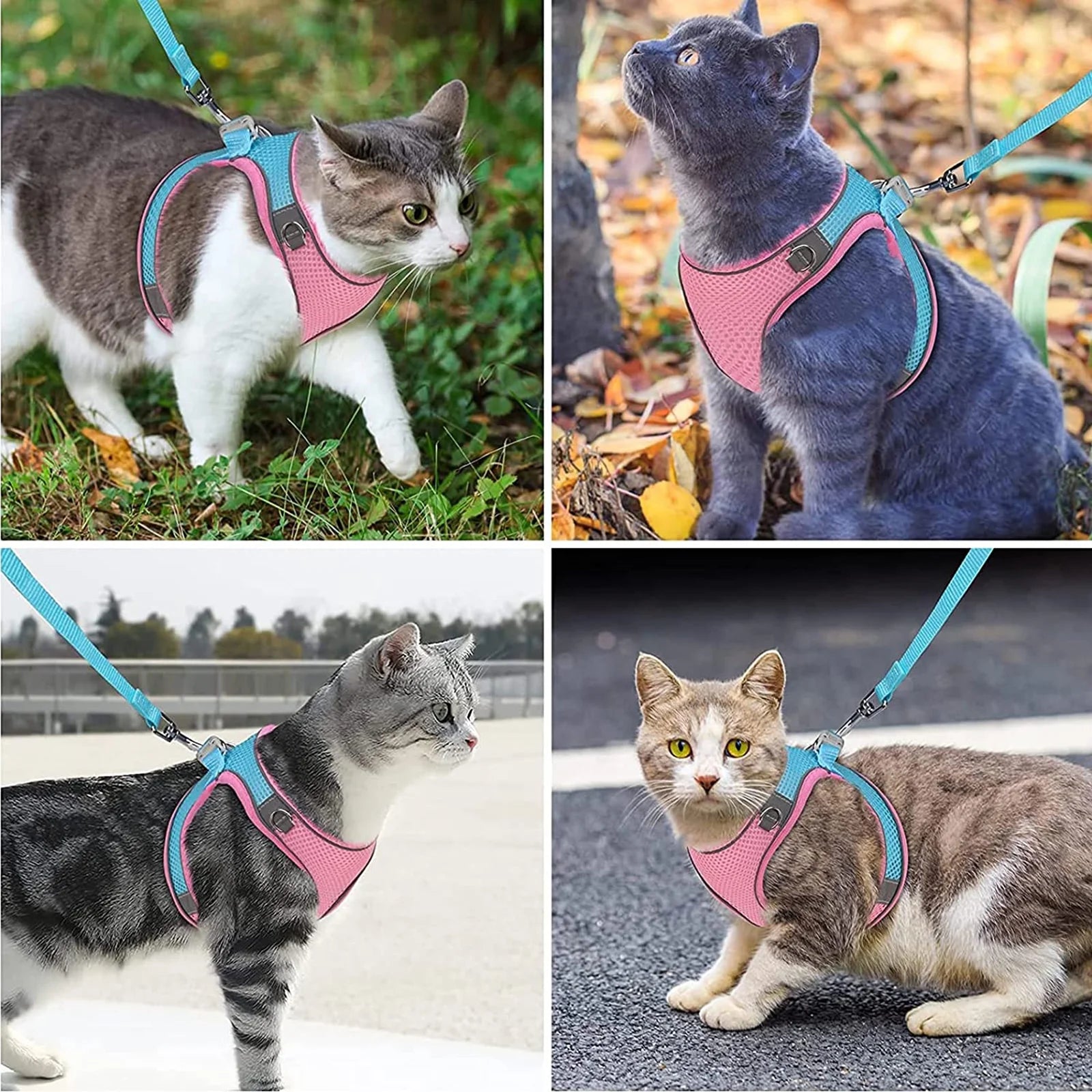 Escape-Proof Cat Harness and Leash Set, Adjustable Reflective Vest for Small and Large Pets, Breathable and Easy Control Design, Pink 2XS