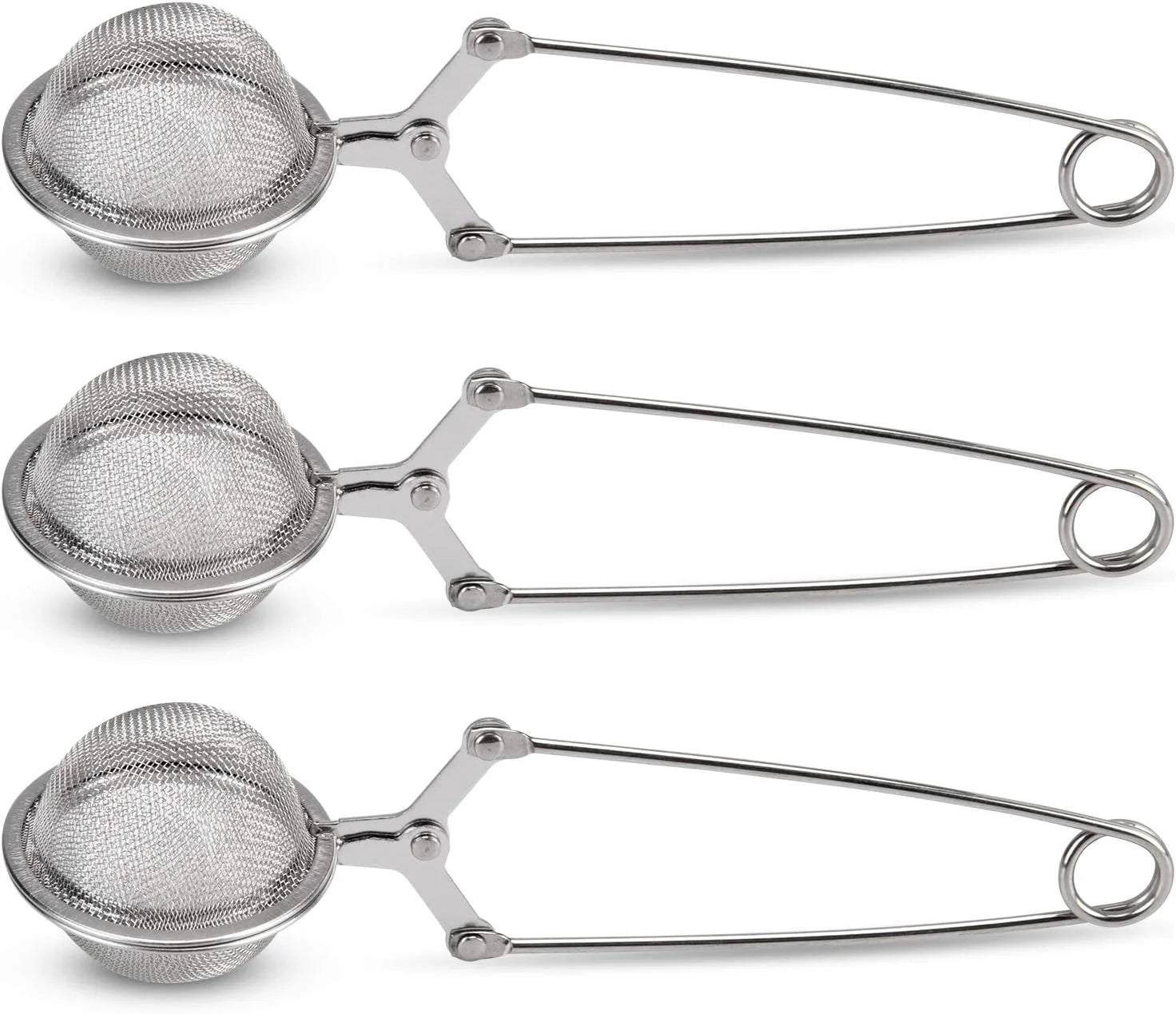 Snap Ball Tea Strainer, 3 Pcs Premium Stainless Steel Tea Infuser with Handle for Loose Leaf Tea Fine Mesh Tea Balls Filter Infusers