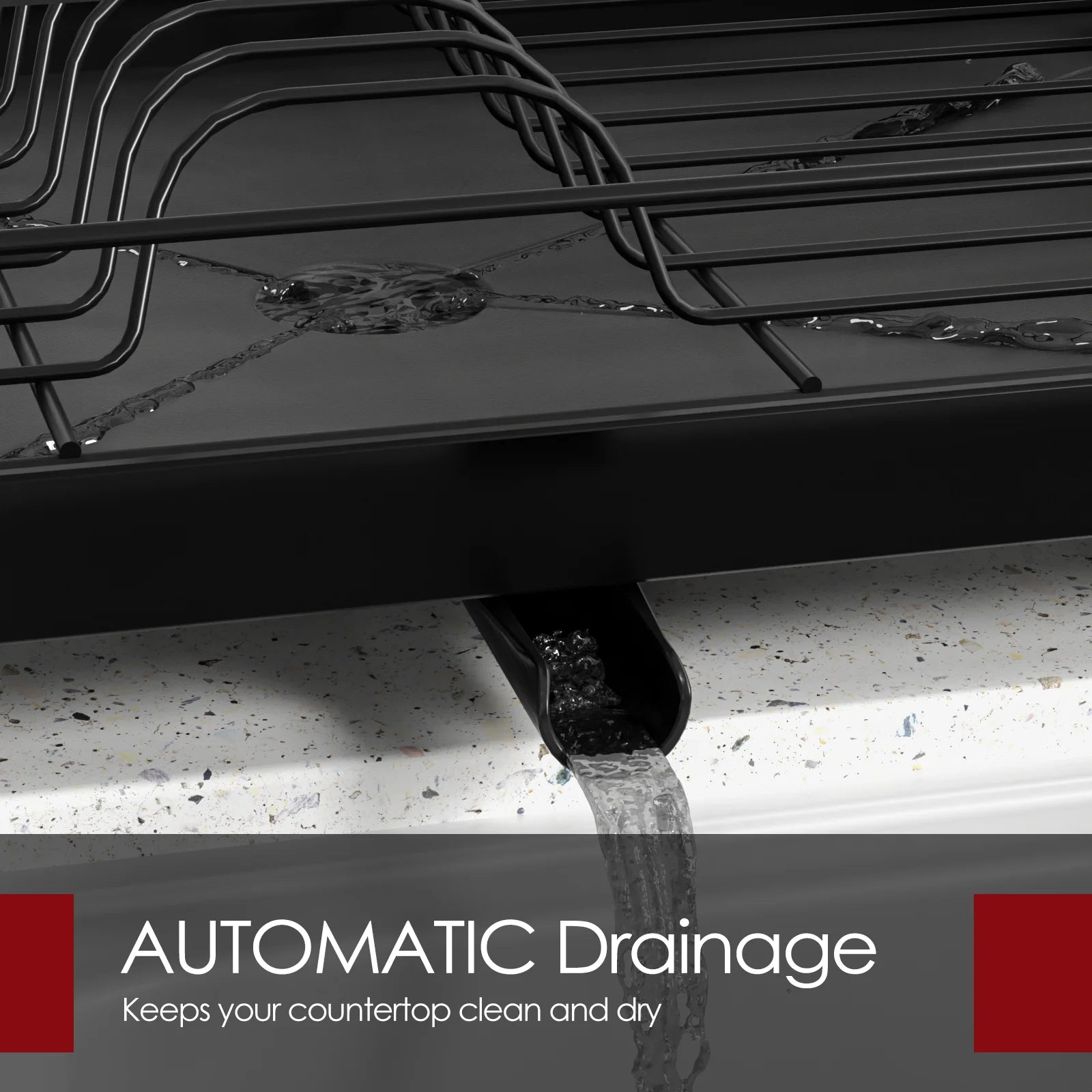 Dish Drying Rack, Compact Dish Racks for Kitchen Counter, Black