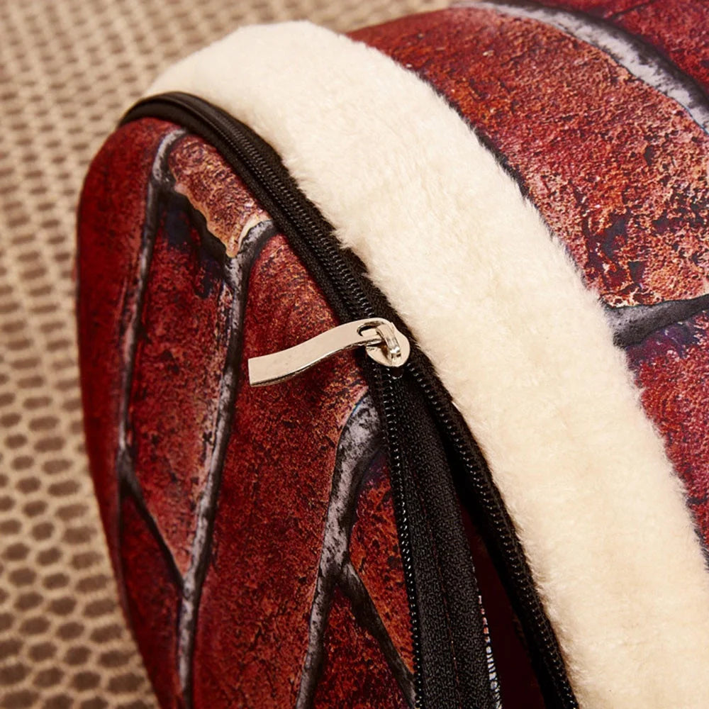 Small Warm Soft Pet Bed with Removable Cushion, Brick