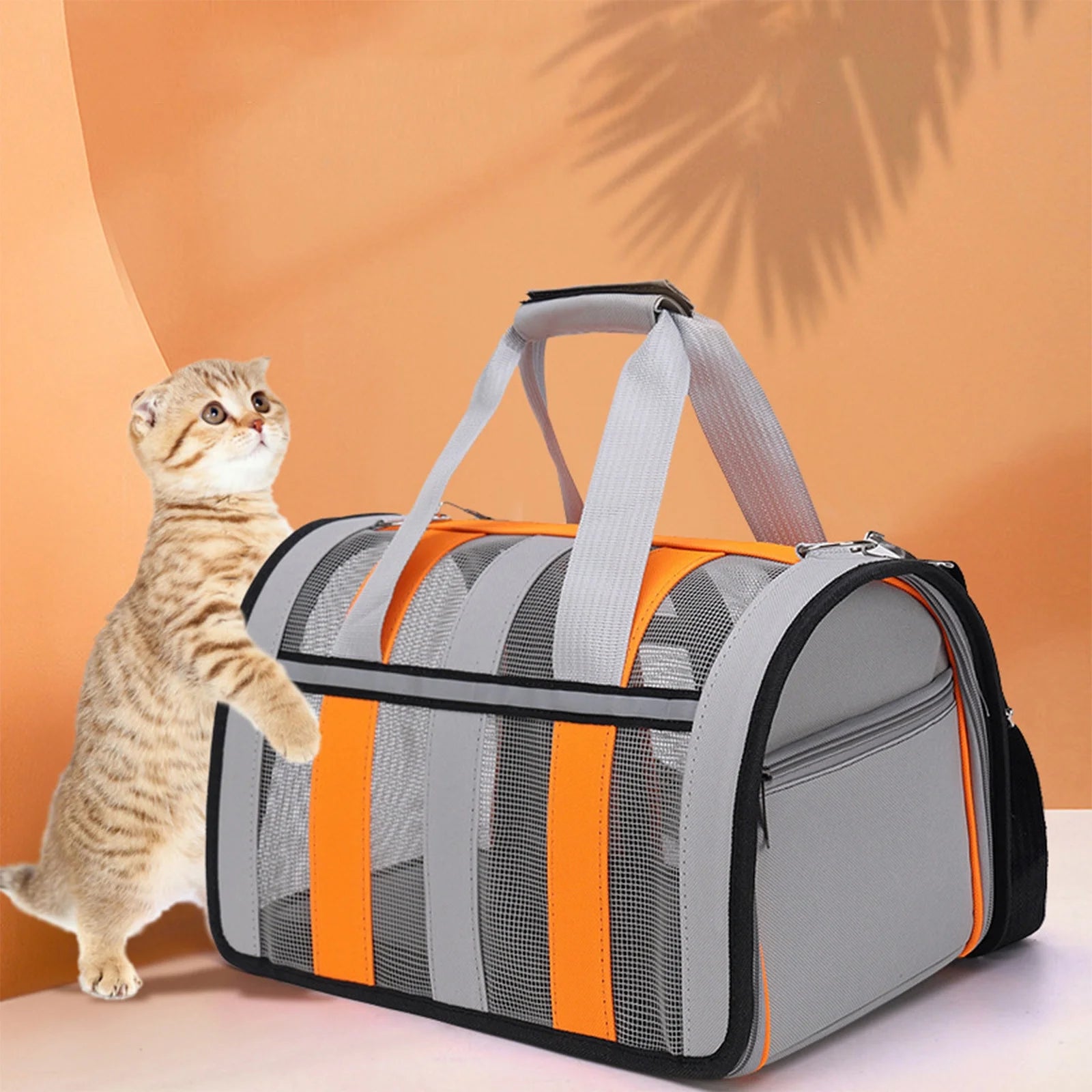 Soft-Sided Pet Carrier for Small to Medium Cats and Dogs up to 15 lbs - Foldable Travel Carrier for Puppies