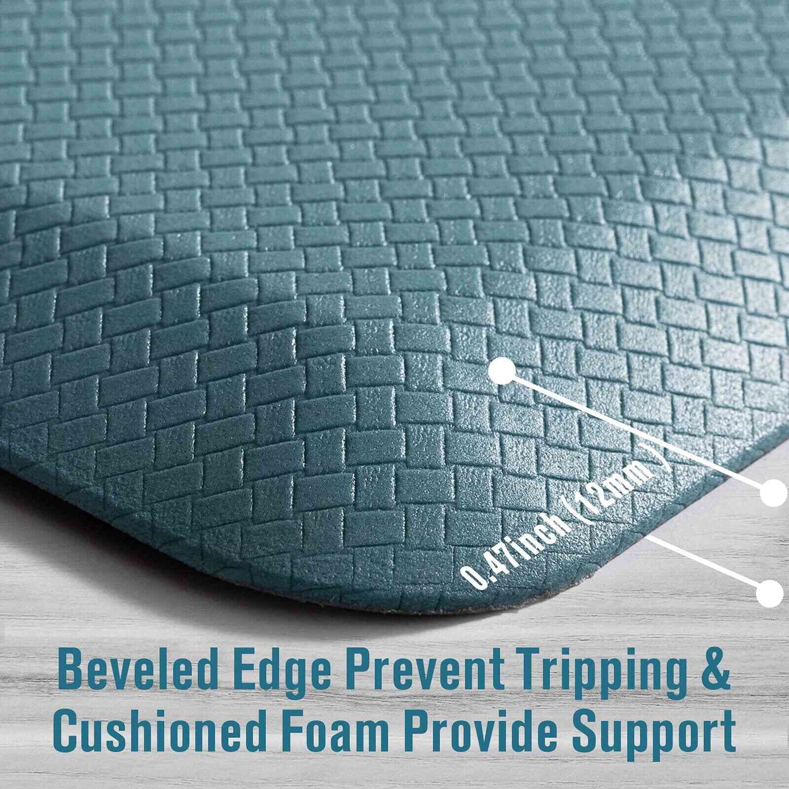 Anti-Fatigue Floor Mat Cushioned Kitchen Comfort Mat, Waterproof Non-Slip Standing Desk Foam Mats and Rugs, Teal, 17.3"X60"
