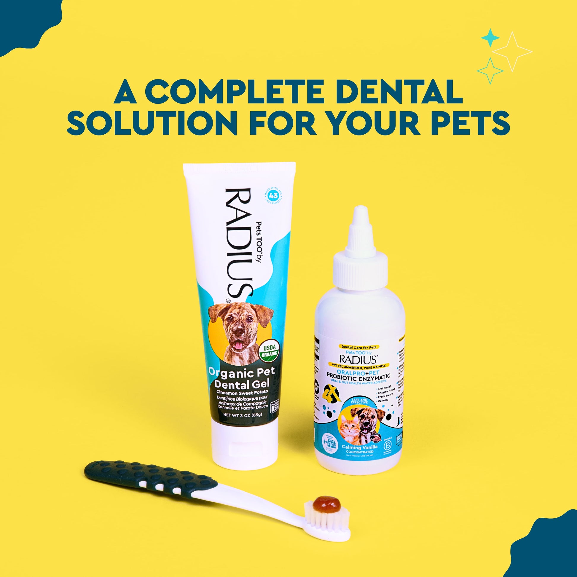All Ages Dog Dental Kit, 1 Toothbrush, 0.8Oz Toothpaste, 1 Recycled Plastic Case, Clean Teeth