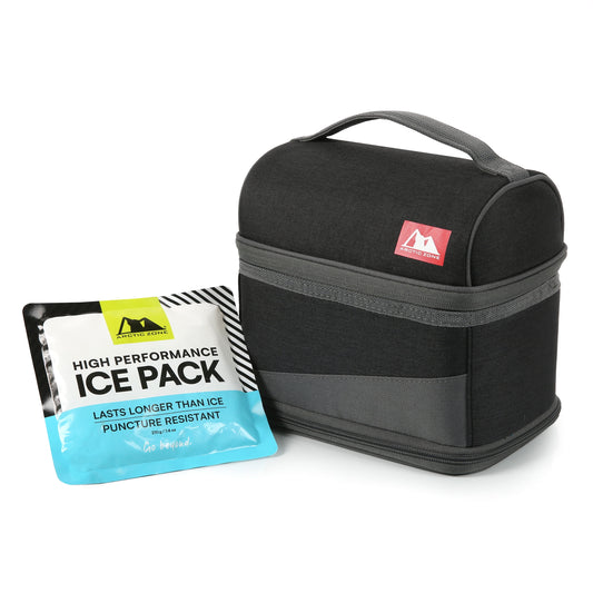 Expandable Lunch Box with Ice Pack, Black/Gray