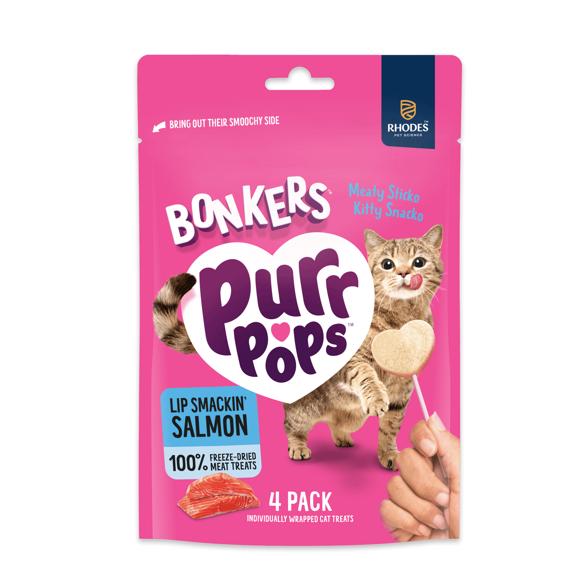 Purrpops Freeze-Dried Salmon Flavored Cat Treats, 4-Count Pouch