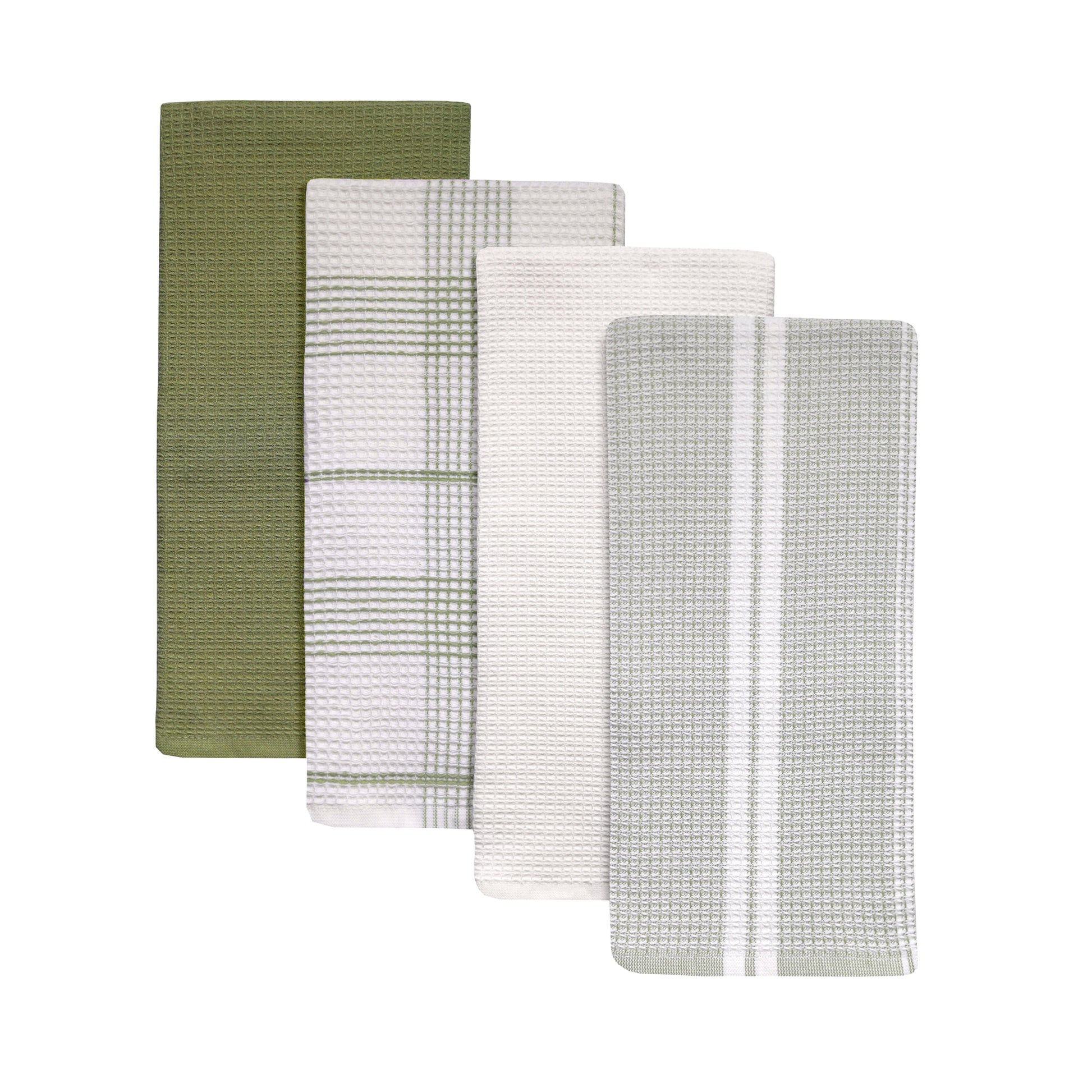 4 Piece Waffle Kitchen Towel, Green