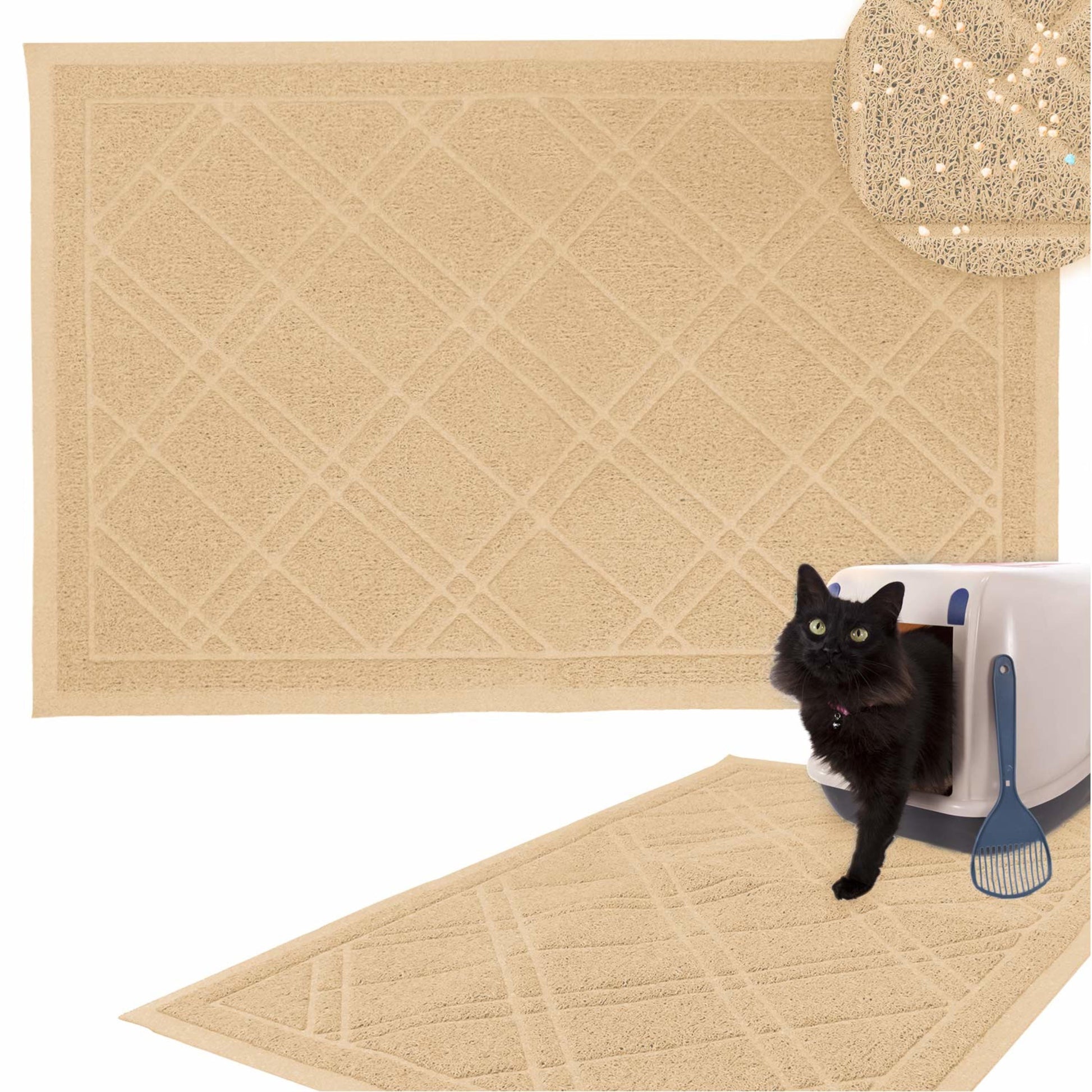 Cat Litter Mat 35" X 42" Beige Cat Mat for Litter Mat